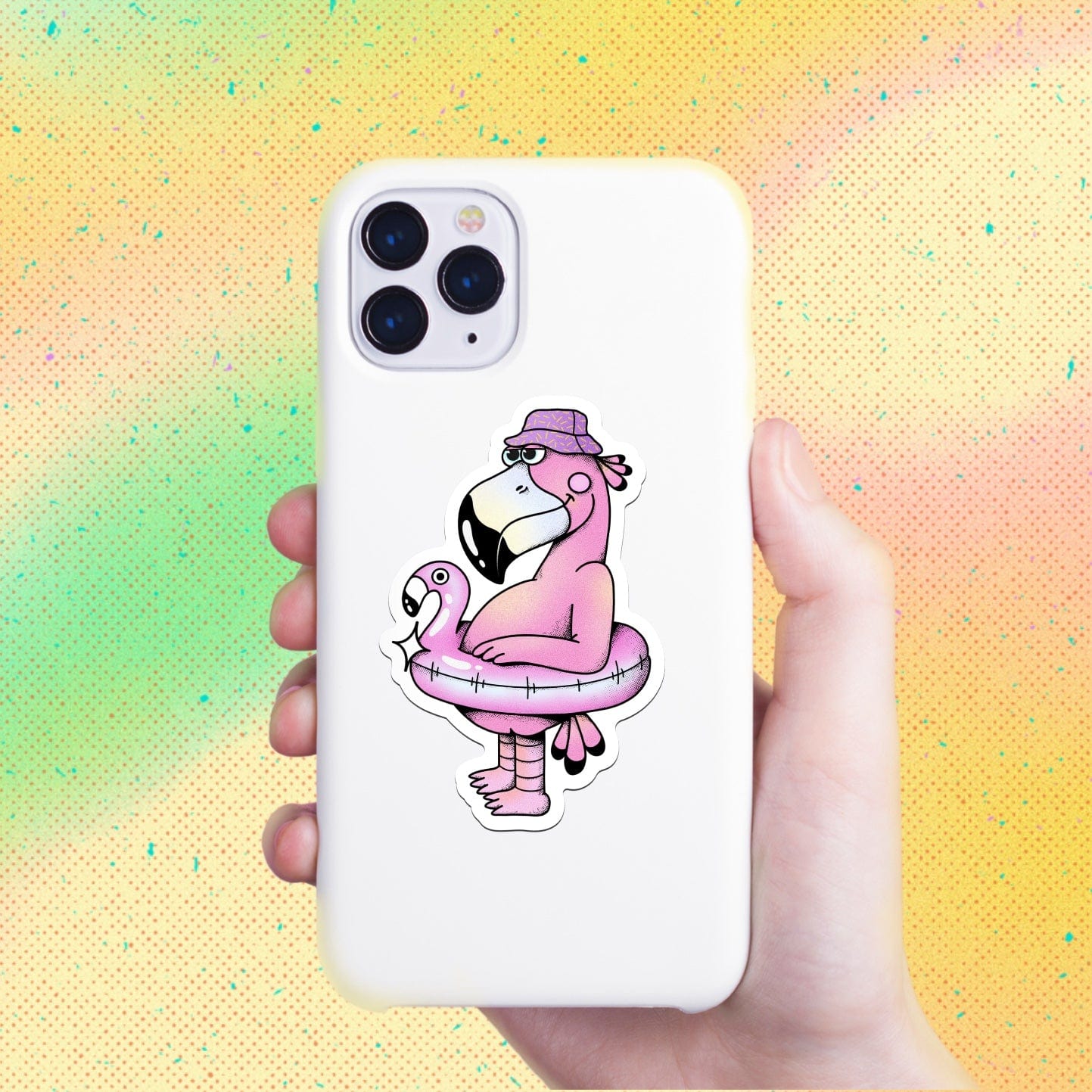  Flamingo In A Floatie Sticker、mySite、ghnorth