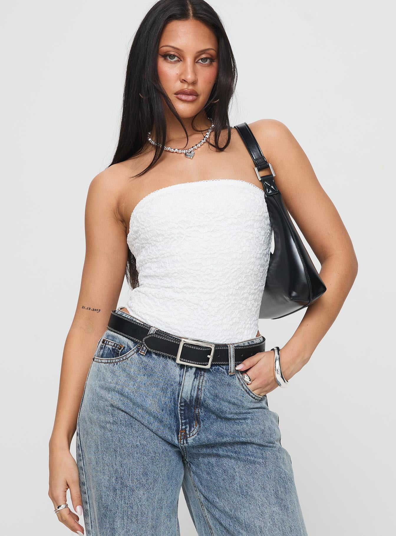 Bristle Strapless Bodysuit White、mySite、solidvoid