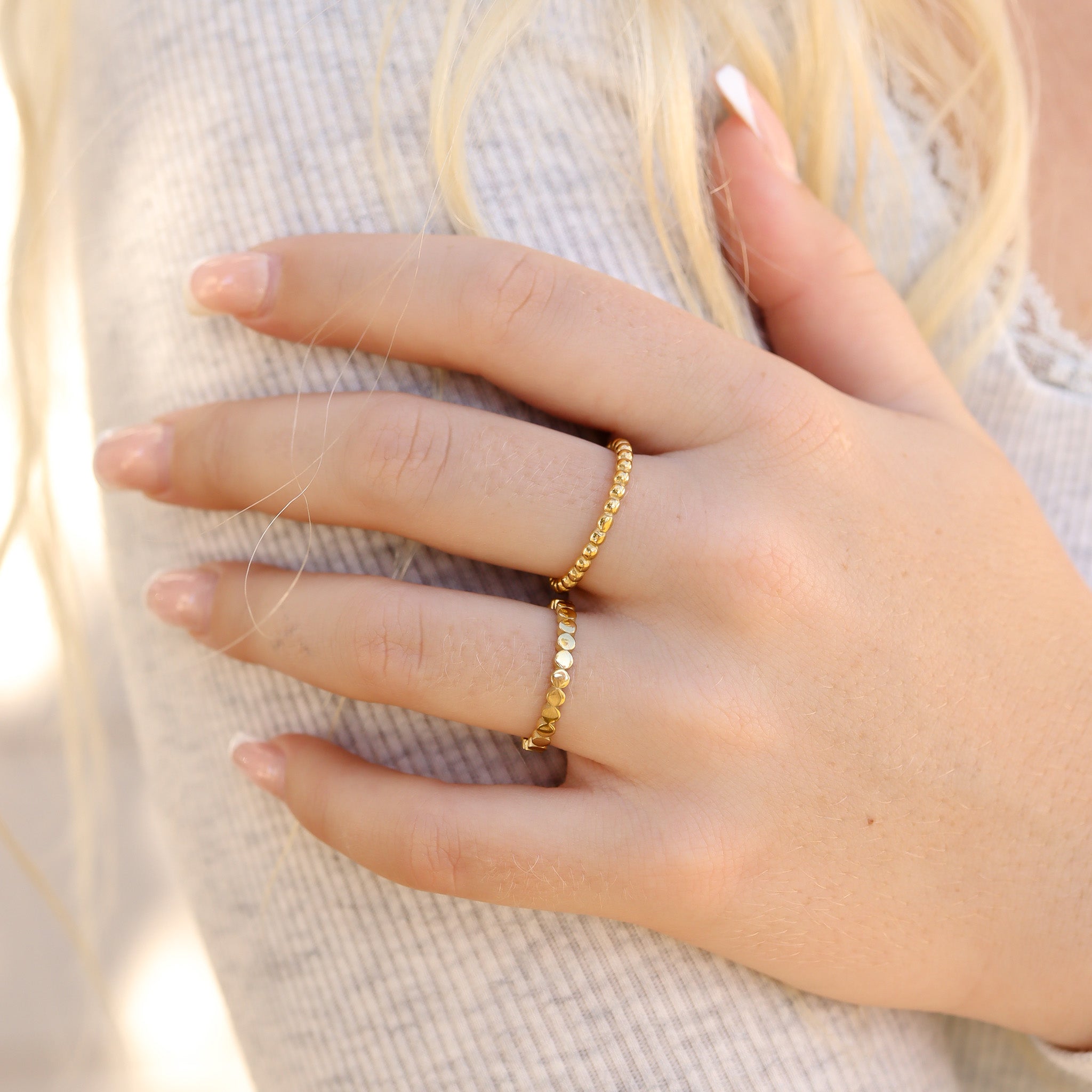 18K Gold PVD Stainless Steel Flat Circle Stacking Ring / CSR0009、mySite、dreamappss