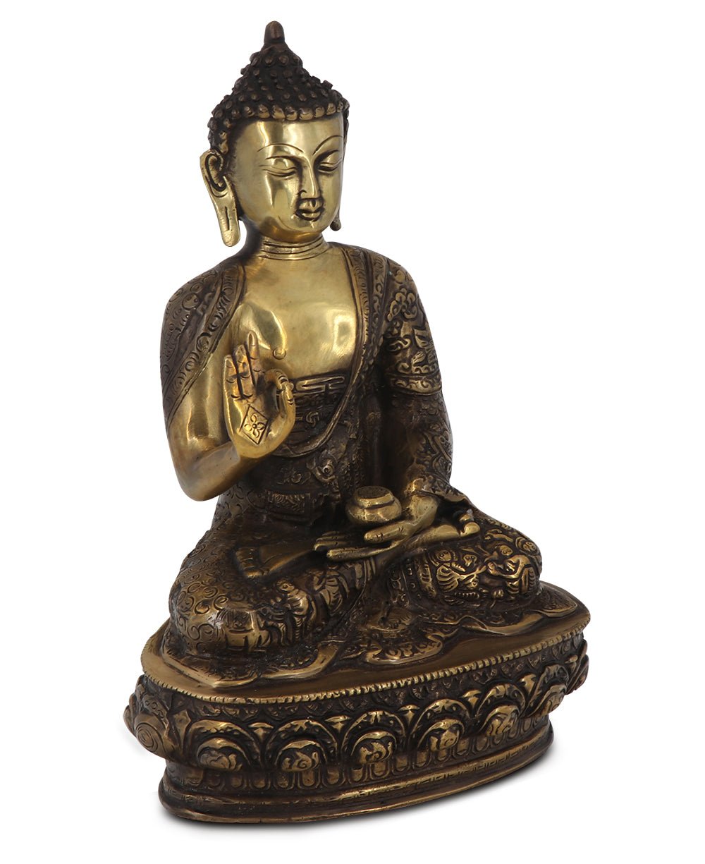 Intricate Life of Buddha Brass Statue, 12 Inches High、mySite、topwebapps