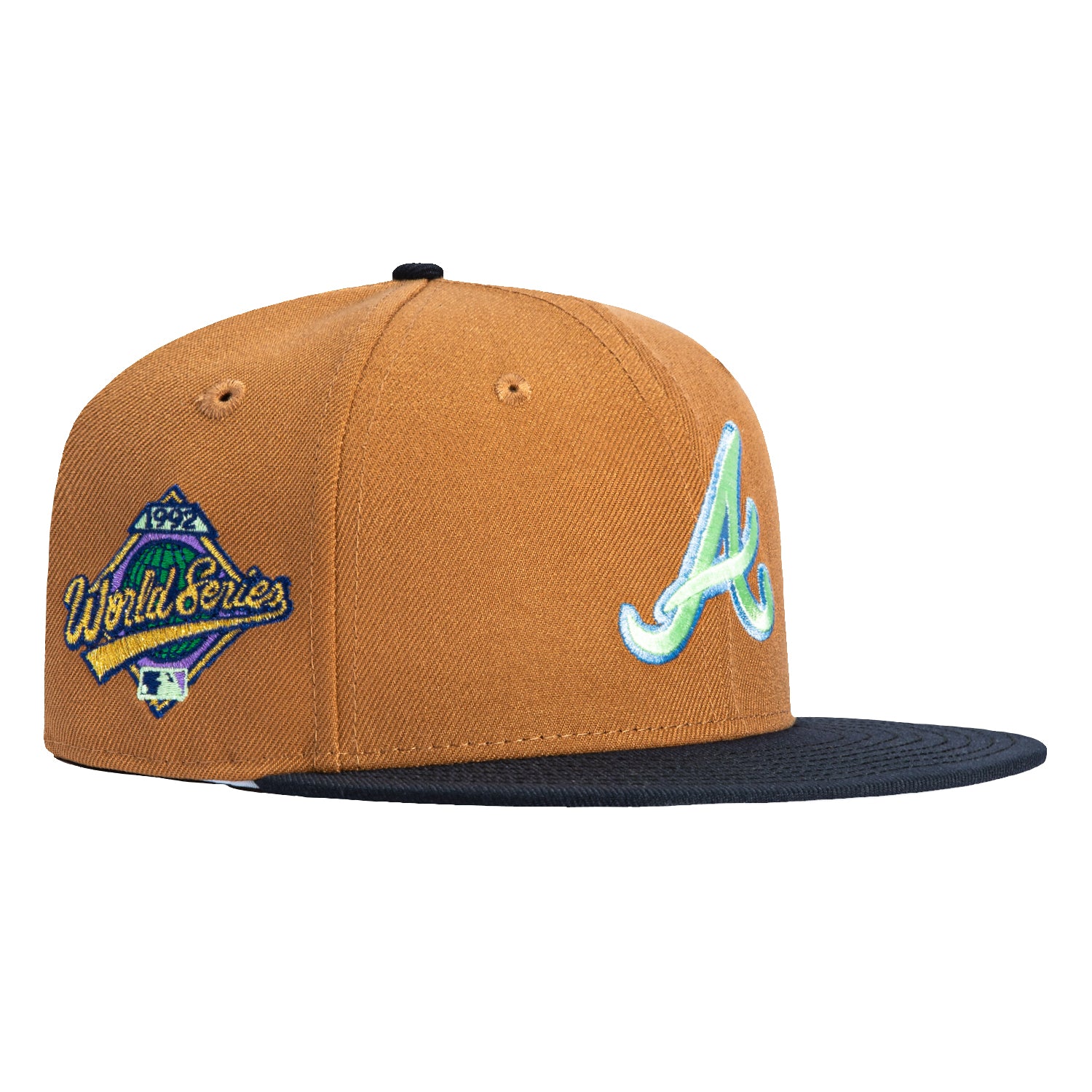 New Era 59Fifty Salt Water Taffy Atlanta Braves 1995 World Series Patch Hat - Khaki, Navy、mySite、vikingsvslions