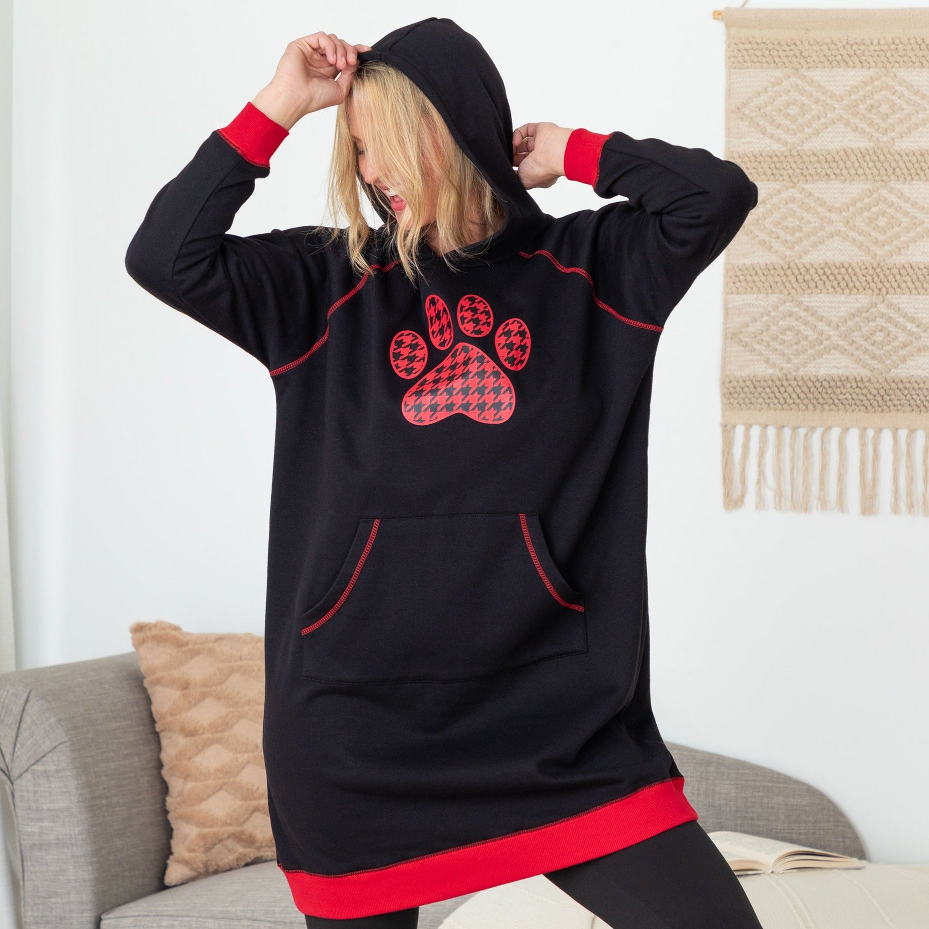 Paw Print Oversized Hooded Sweatshirt、mySite、camillekostekn