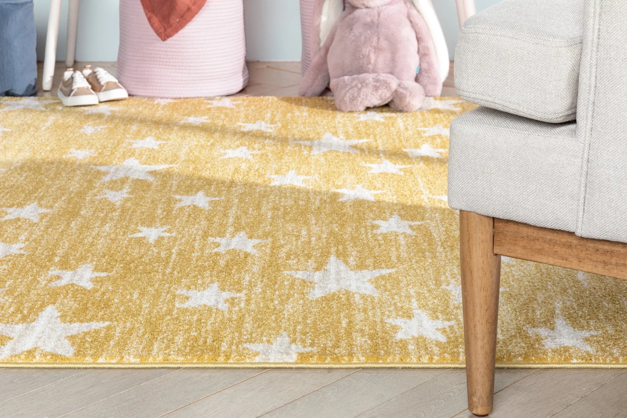 Stars Modern Geometric Yellow Kids Rug、mySite、gigharbornorthrealestate