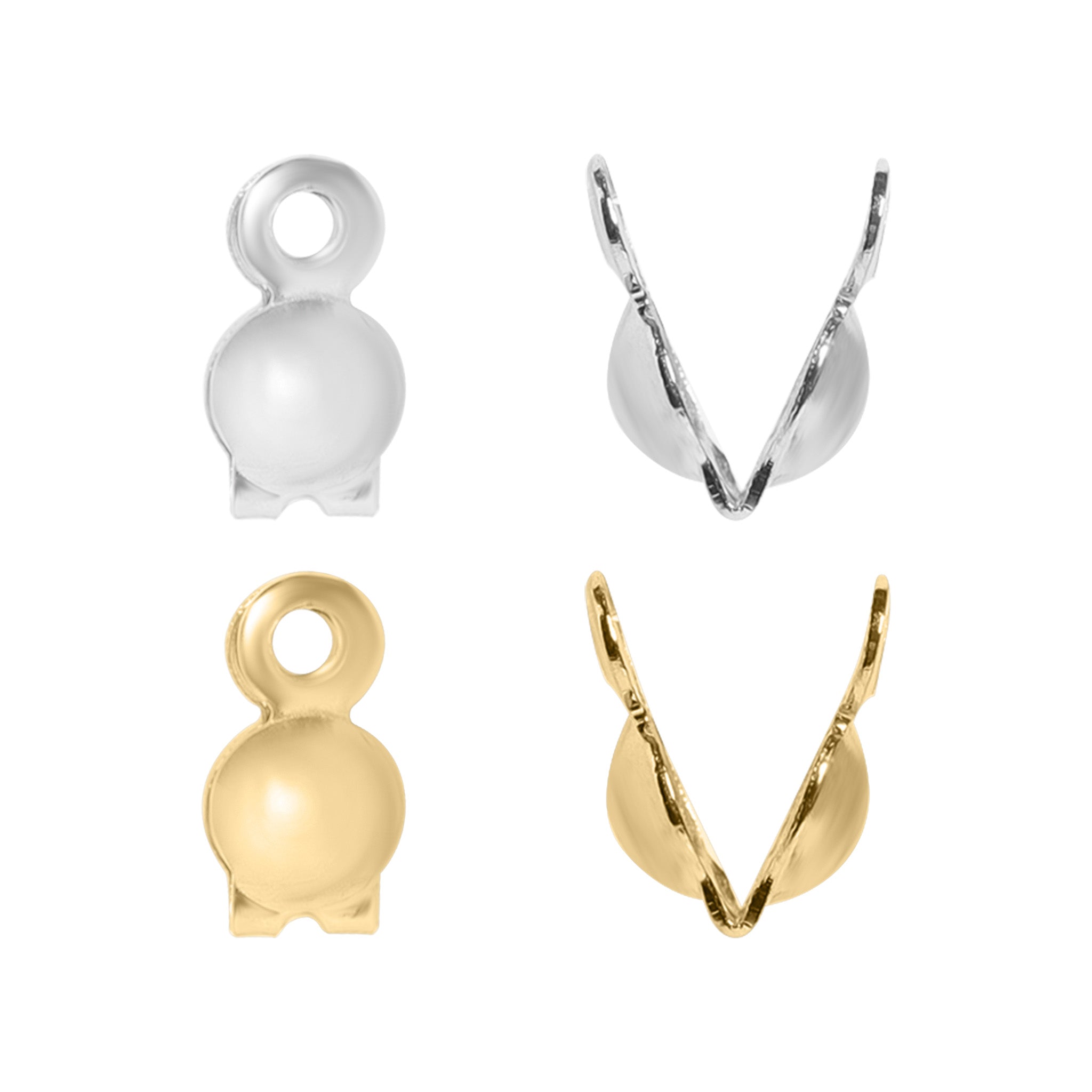 10 Pack 18K Gold PVD Stainless Steel Clamshell Crimps / ENC0023、mySite、dreamappss