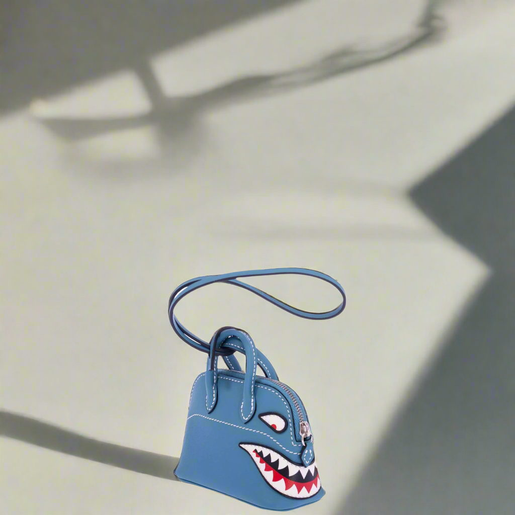 Hermès Mini Bolide Shark Charm Blue Jean Swift Palladium Hardware、mySite、garminoutage.com