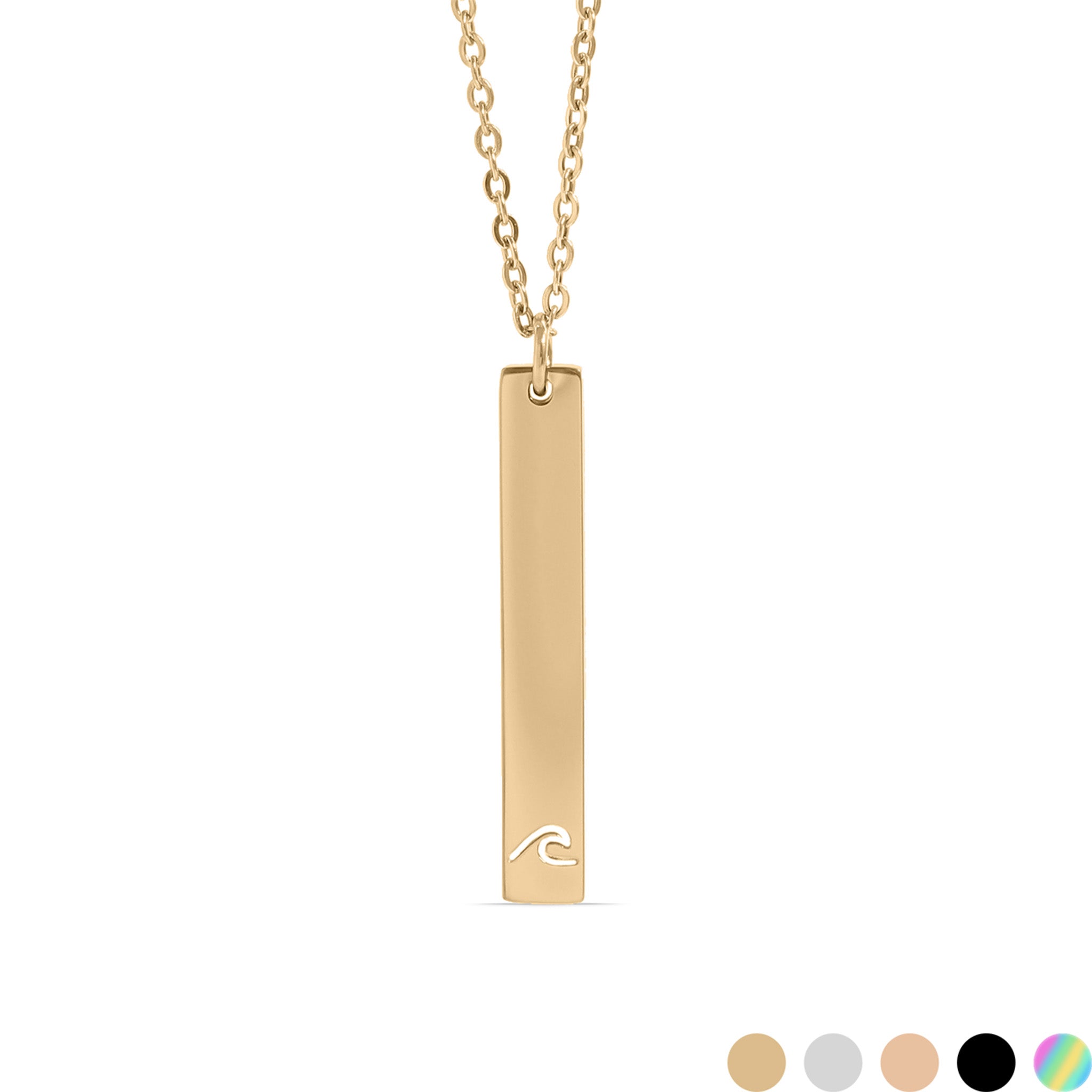 18K PVD Coated Wave Cutout Vertical Stainless Steel Bar Necklace / SBB0298、mySite、dreamappss