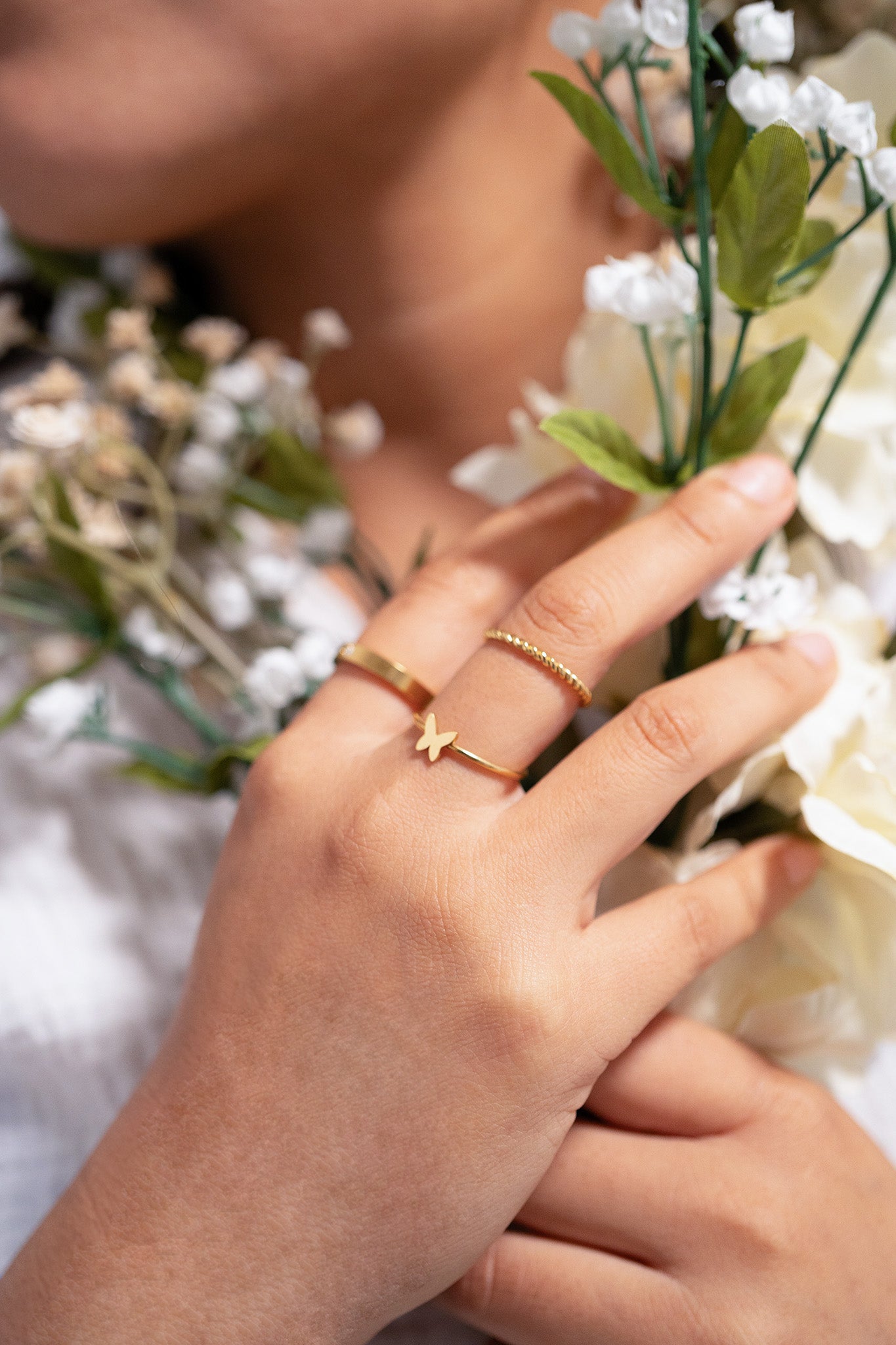 18K Gold PVD Stainless Steel Symbol Stacking Rings / ZRJ9023、mySite、dreamappss