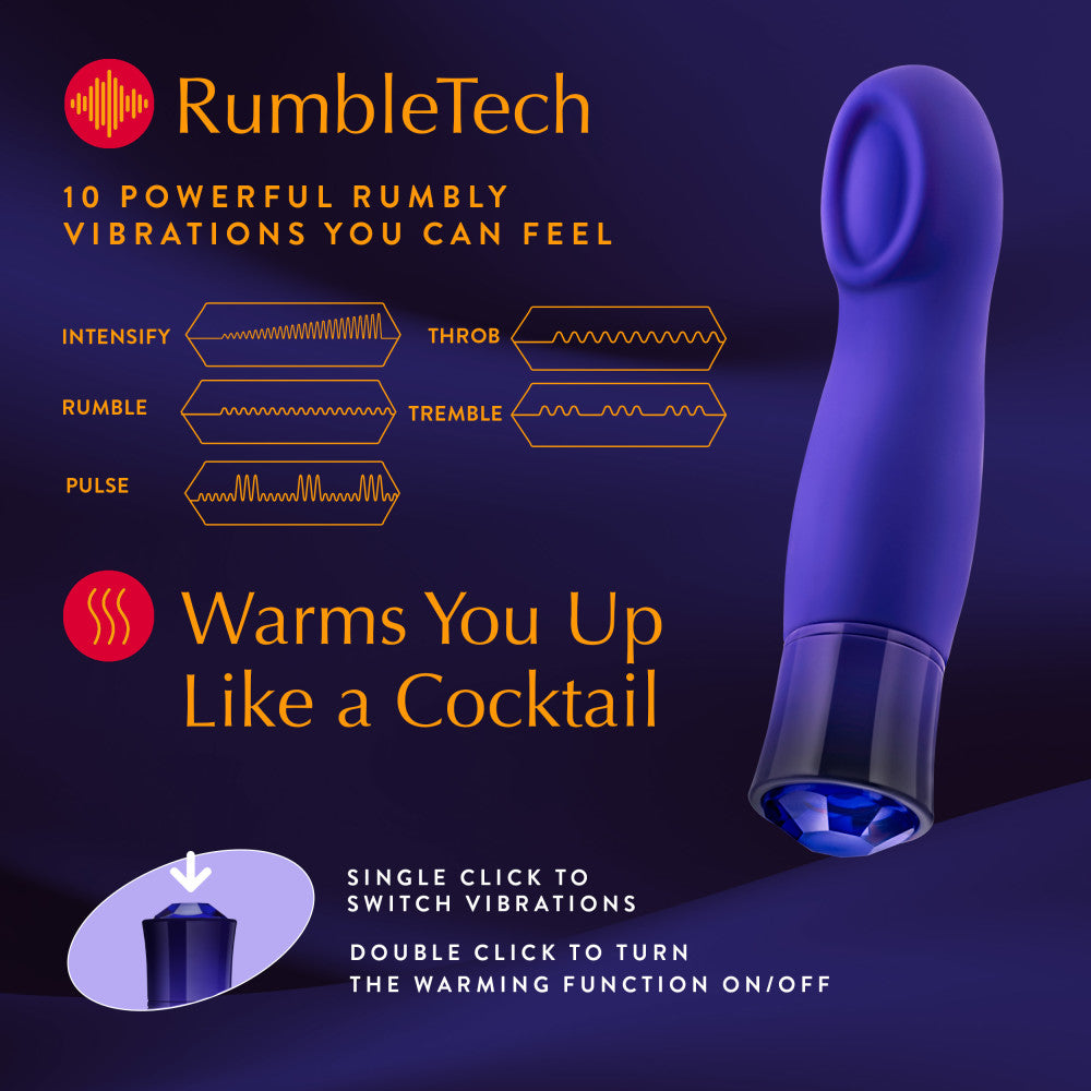 Oh My Gem By Blush® | Mystery: 5.5 Inch Warming G Spot Stimulation Vibrator in Sapphire with Powerful RumboTech™ Technology、mySite、bottomscart