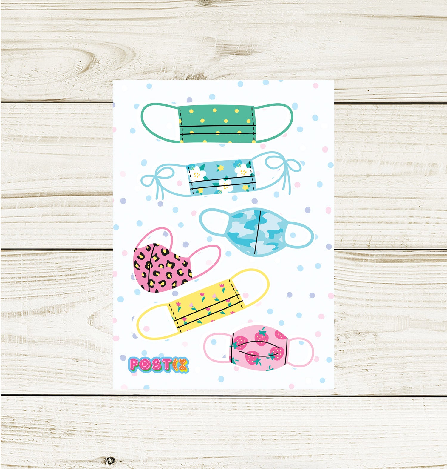  Cute Face Masks Mini Sticker Sheet、mySite、ghnorth