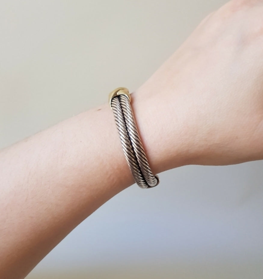 David Yurman Double Cable Bracelet 10mm Gold X Design、mySite、hinf8tx79