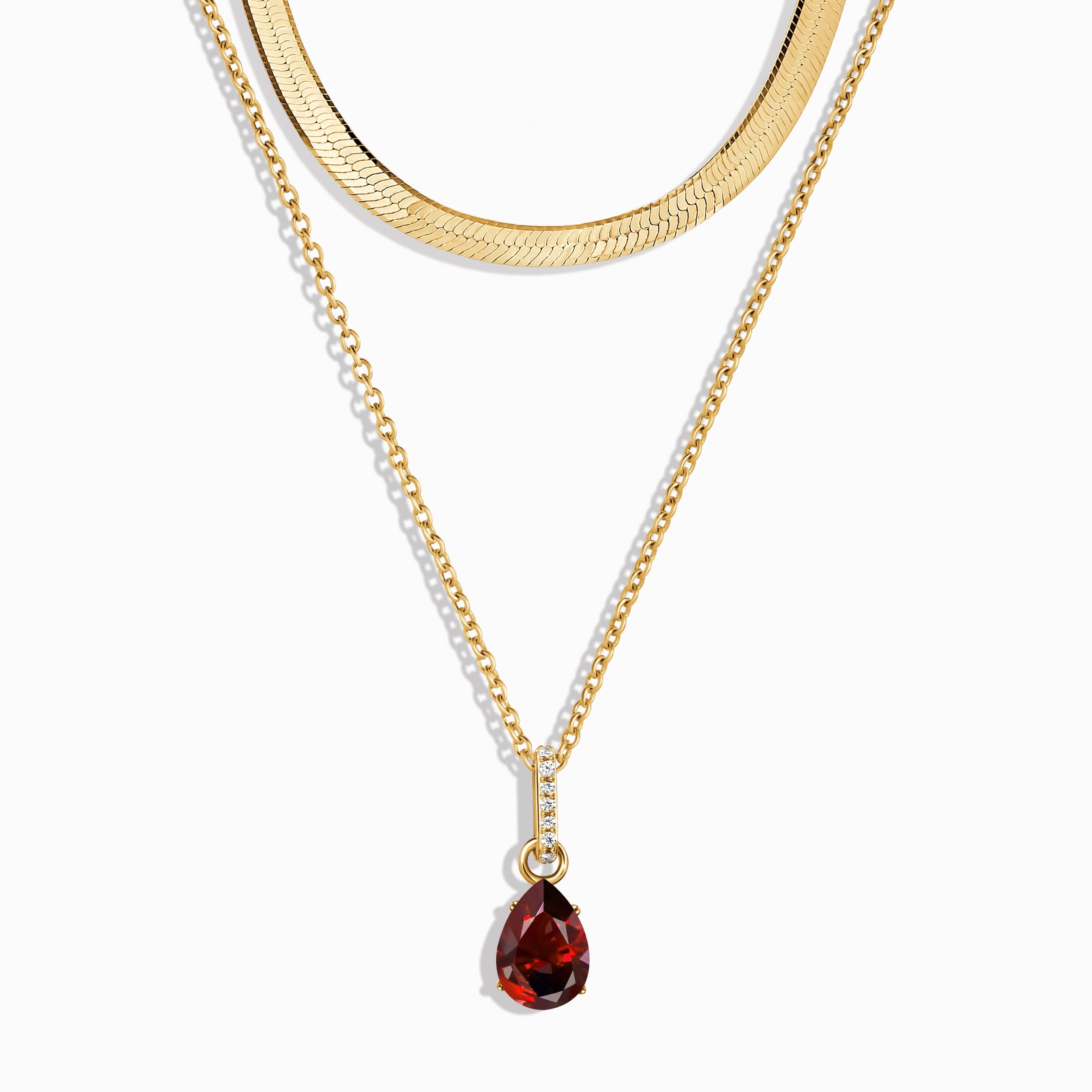 Garnet January Birthstone Sway Necklace & Herringbone Chain、mySite、hinf8tx79