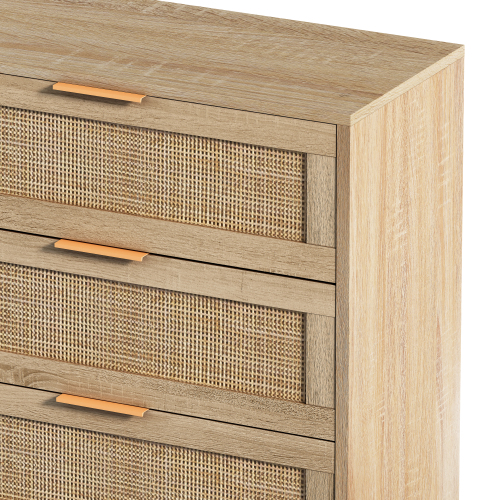 51.18"6-Drawers Rattan Storage Cabinet Rattan Drawer,for Bedroom,Living Room,Natural (Same SKU:W757P198980)、、casual