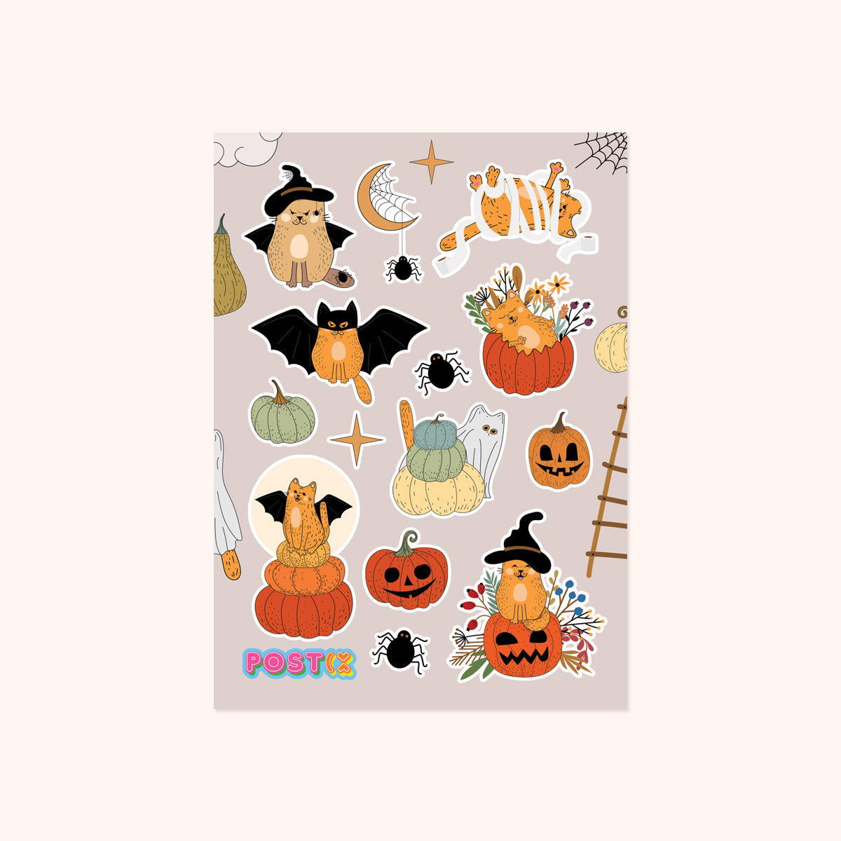  Halloween Cats 'n' Pumpkins Sticker Sheet、mySite、ghnorth