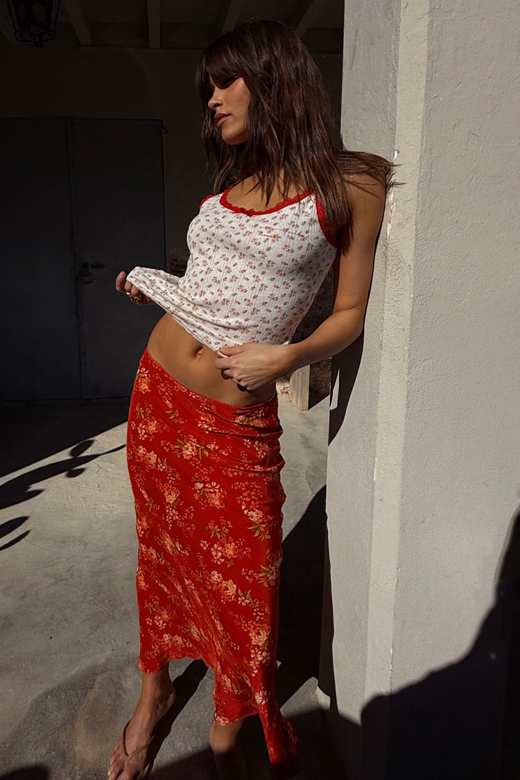 Red Floral Midi Skirt、mySite、solidvoid