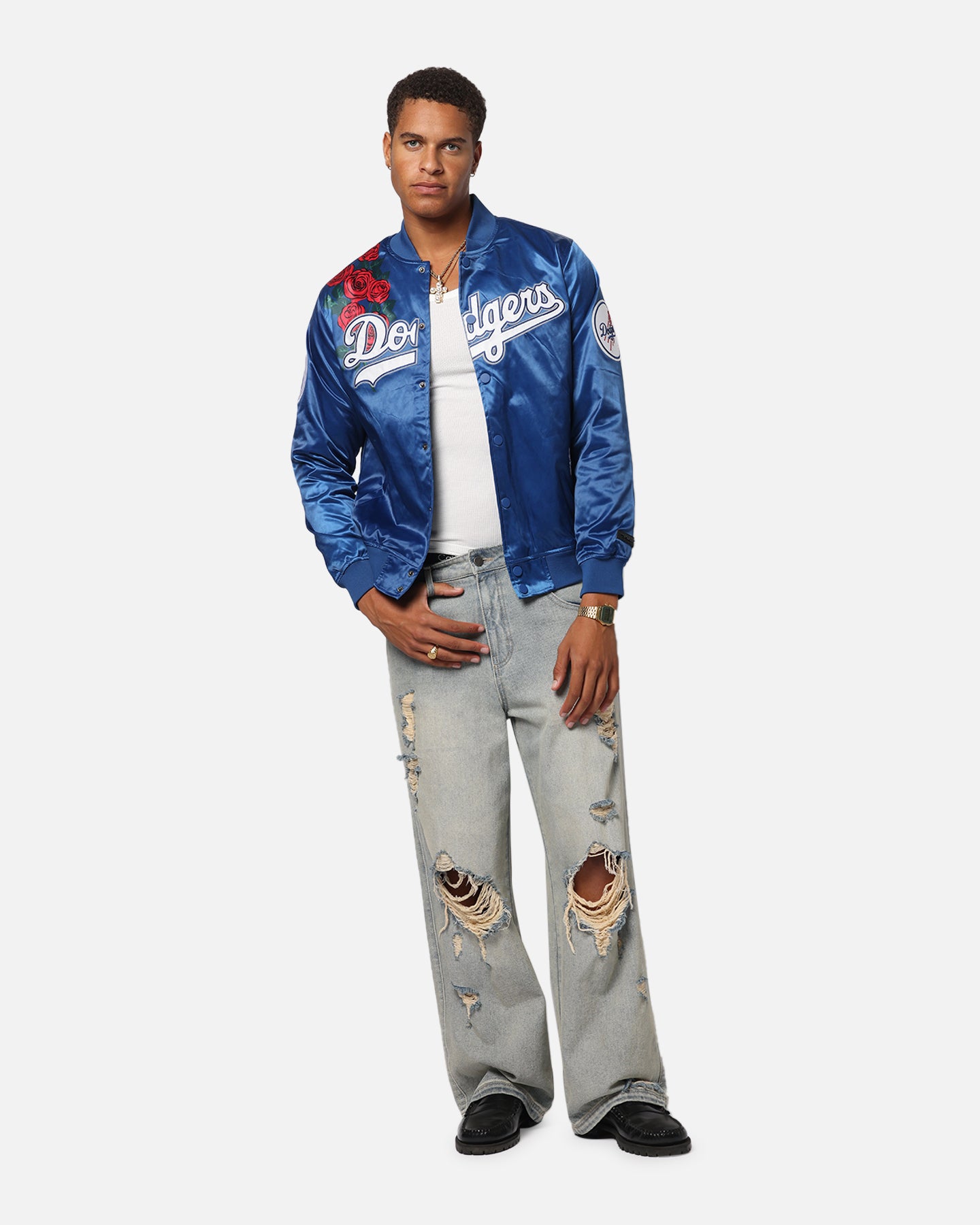 Pro Standard Los Angeles Dodgers Roses Satin Jacket Dark Blue、mySite、zt4zffjzw