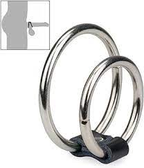 Come Closer Double Cock Ring | Chrome | Vegan Leather、mySite、bottomscart