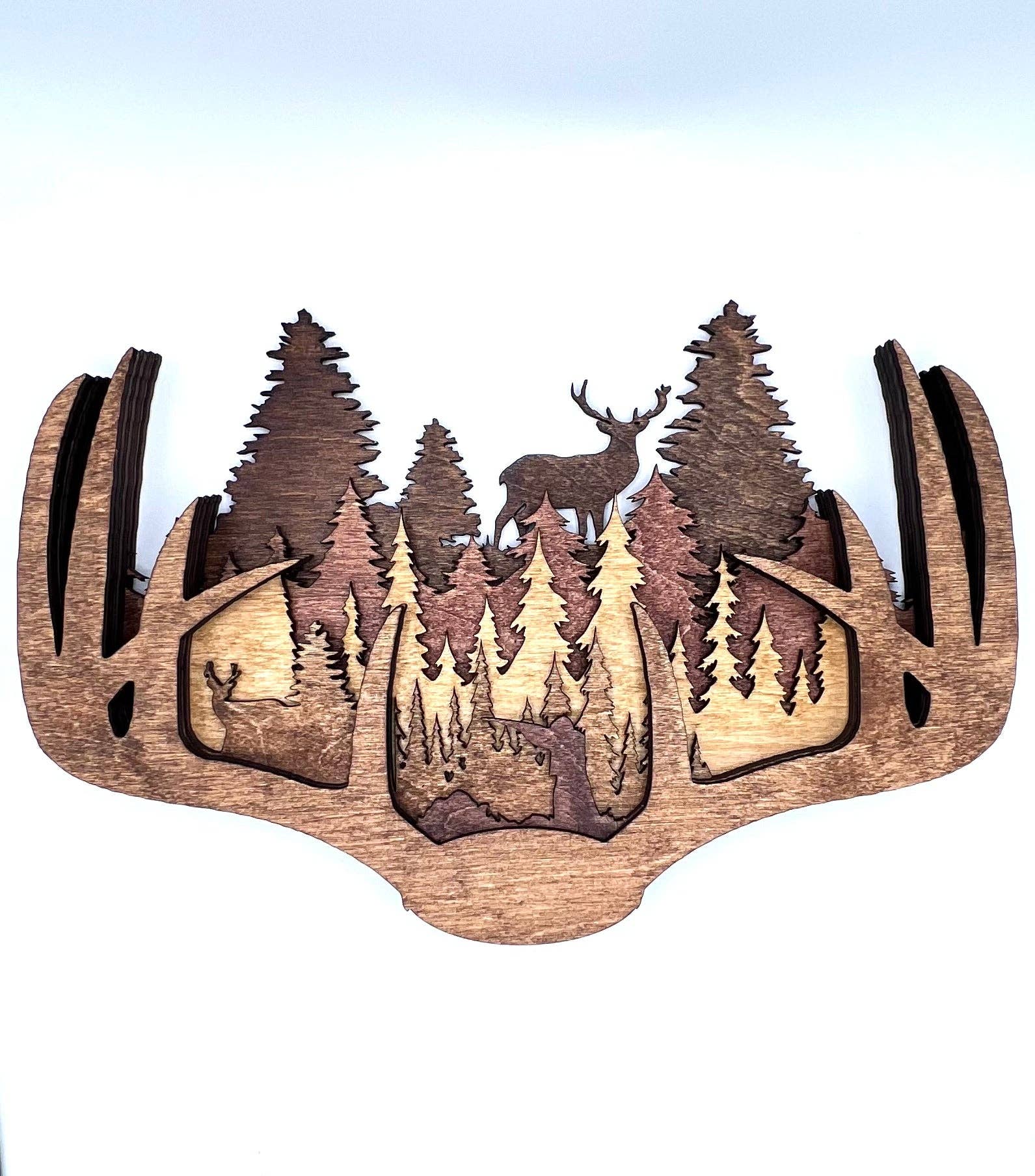 Handmade Deer Antlers Multi-Layer Wood Wall Hanging、mySite、g9winljtr