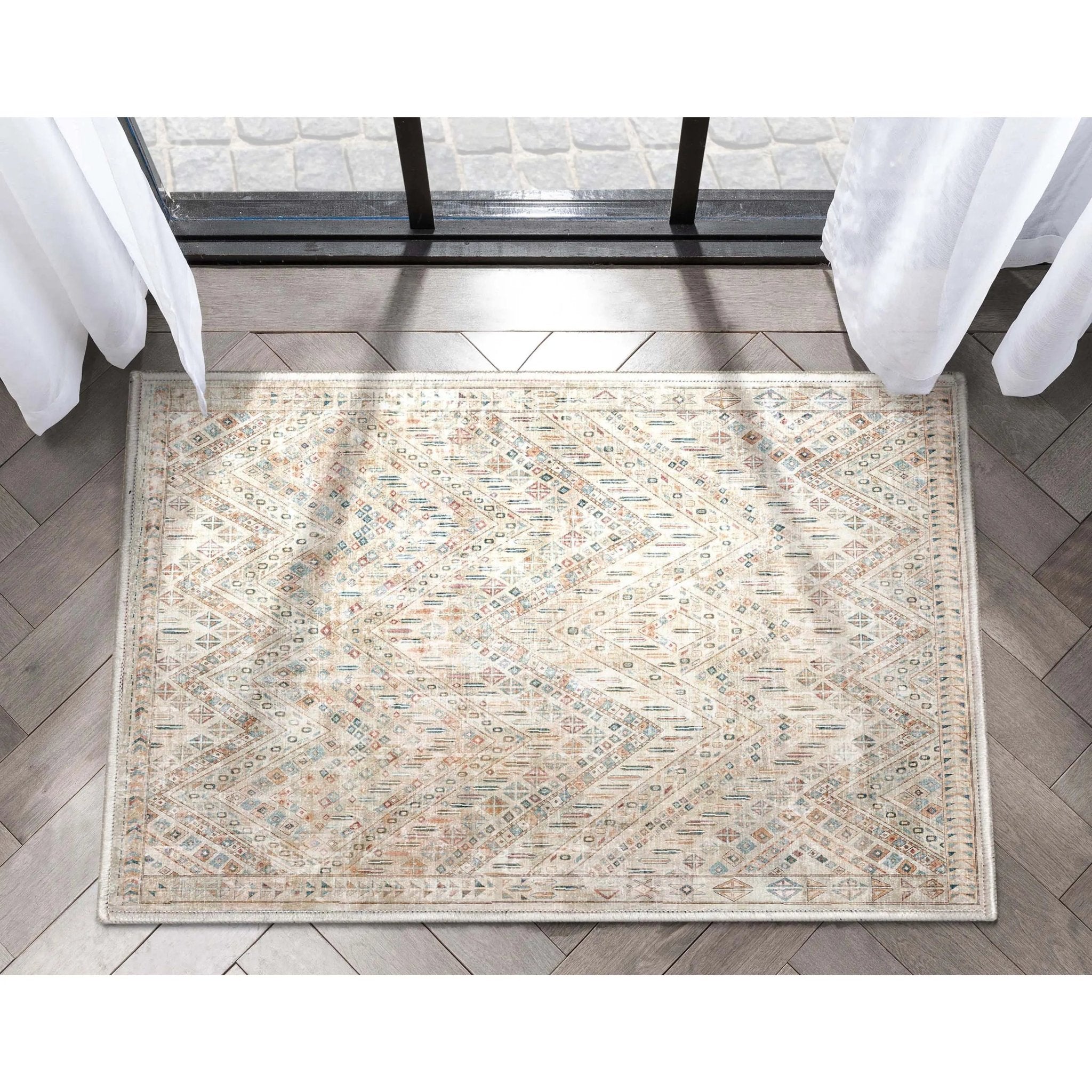 Anya Vintage Tribal Chevron Ivory Flat-Weave Rug、mySite、gigharbornorthrealestate