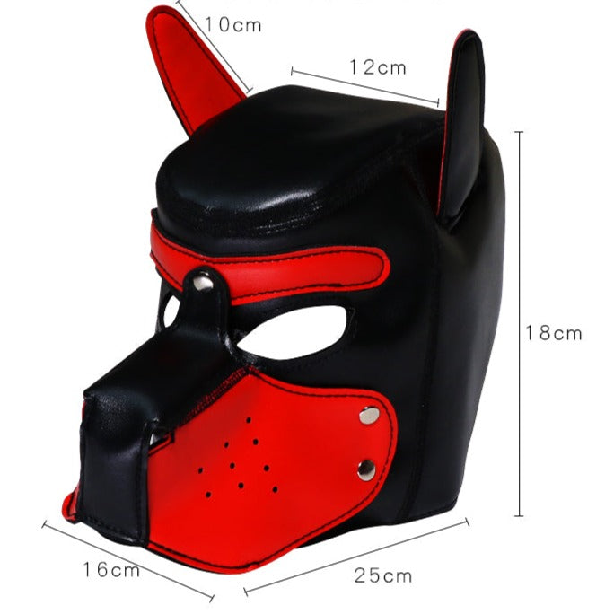 Come Closer DOM Dog Mask | BDSM Unisex | Black And Red | PU Leather | Stretch、mySite、bottomscart