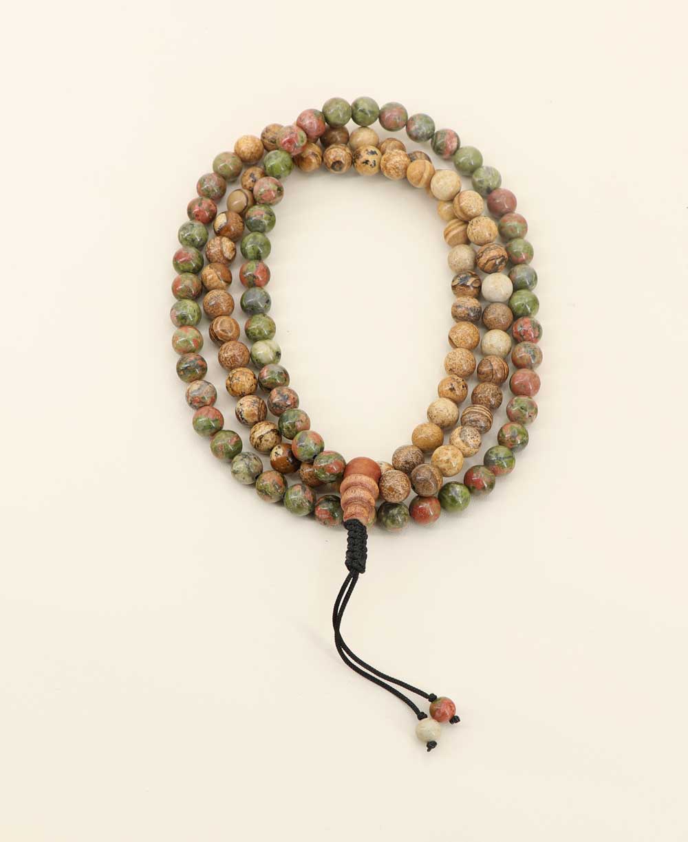 Unakite And Picture Jasper 108 Beads Meditation Mala、mySite、topwebapps