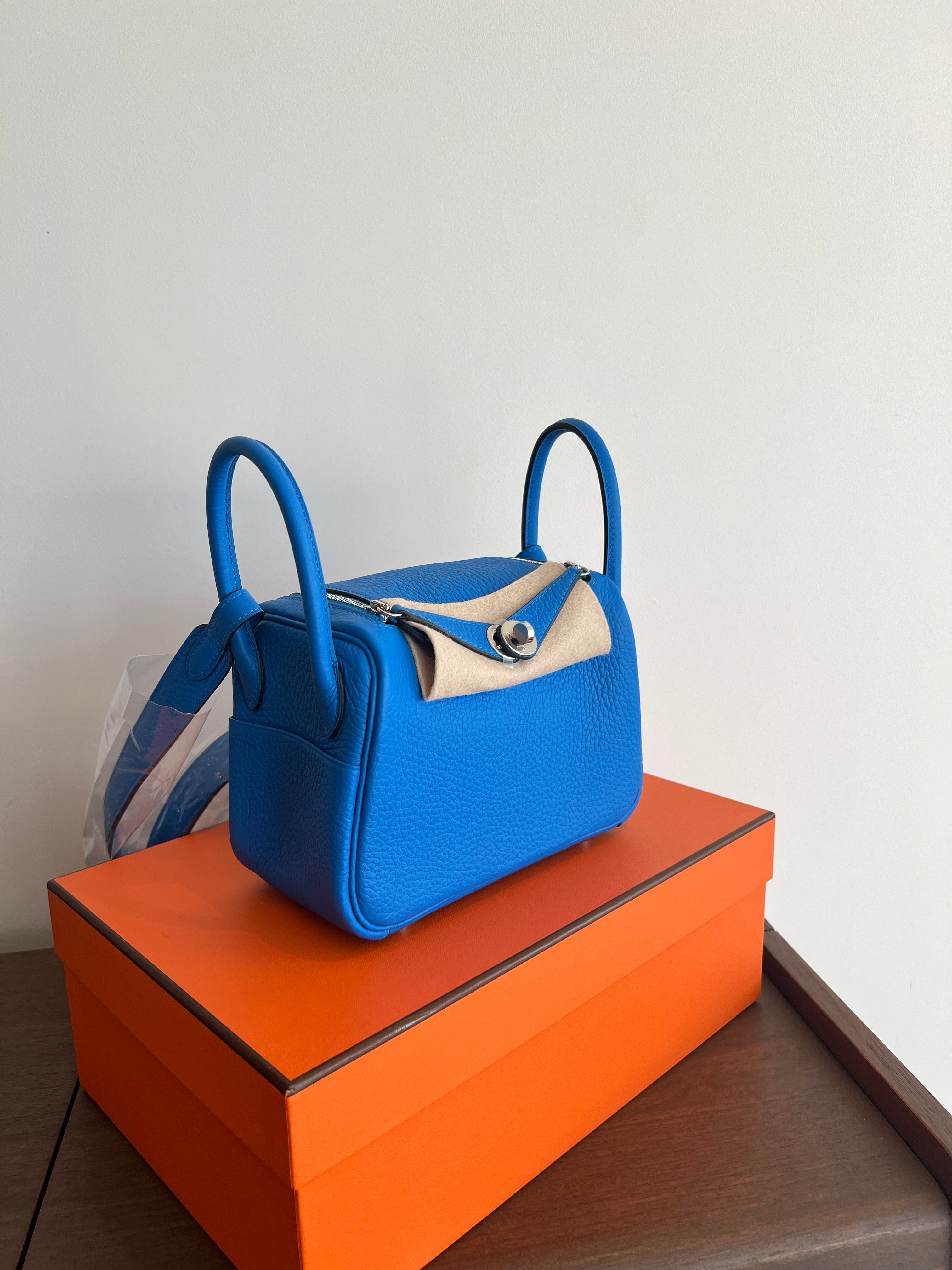 Hermès Mini Lindy Bleu Hydra Clemence PHW、mySite、garminoutage.com