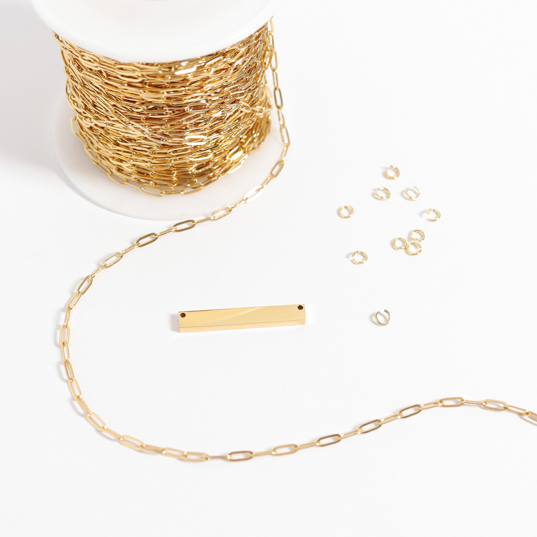 18K Gold PVD Stainless Steel Blank Bar Necklace With Separated Chain / SBB0075、mySite、dreamappss