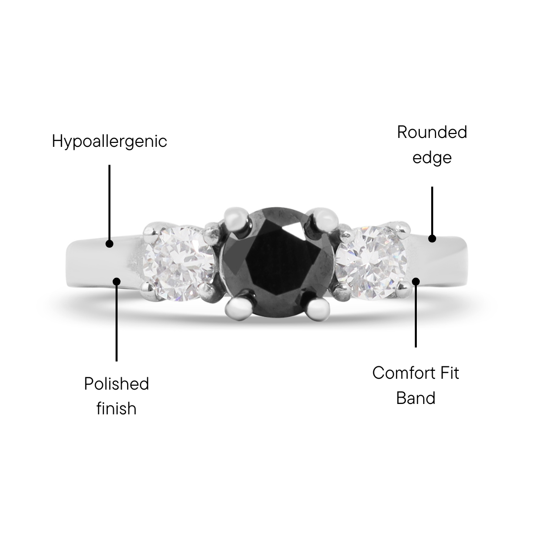 Stainless Steel CZ Black Stone Polished Ring / ZRJ4138、mySite、dreamappss