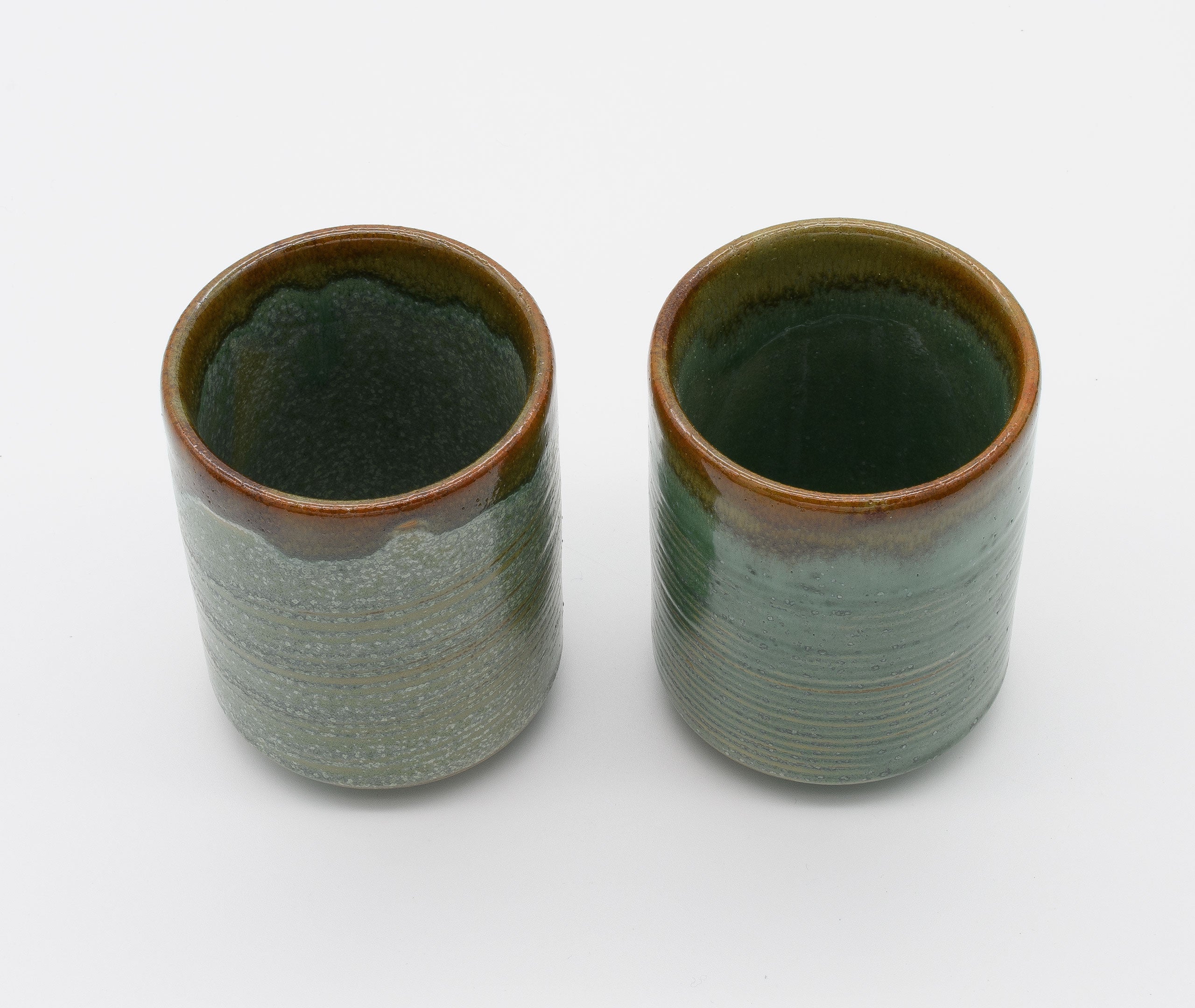 Green & Orange Ringed Glaze Cup - Pair、mySite、topwebapps