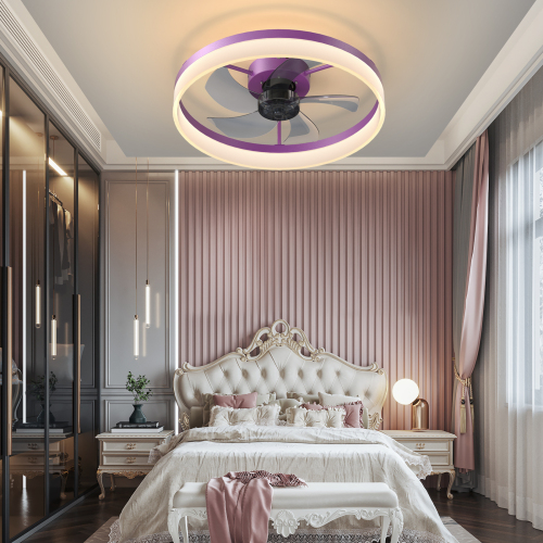 Ceiling Fans with Lights Dimmable LED Embedded installation of thin modern ceiling fans(Rose Gold)、、eastwooduniform