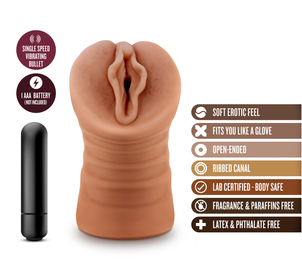 M For Men By Blush® | Sofia Realistic Mocha Vibrating Masturbator / Stroker、mySite、bottomscart