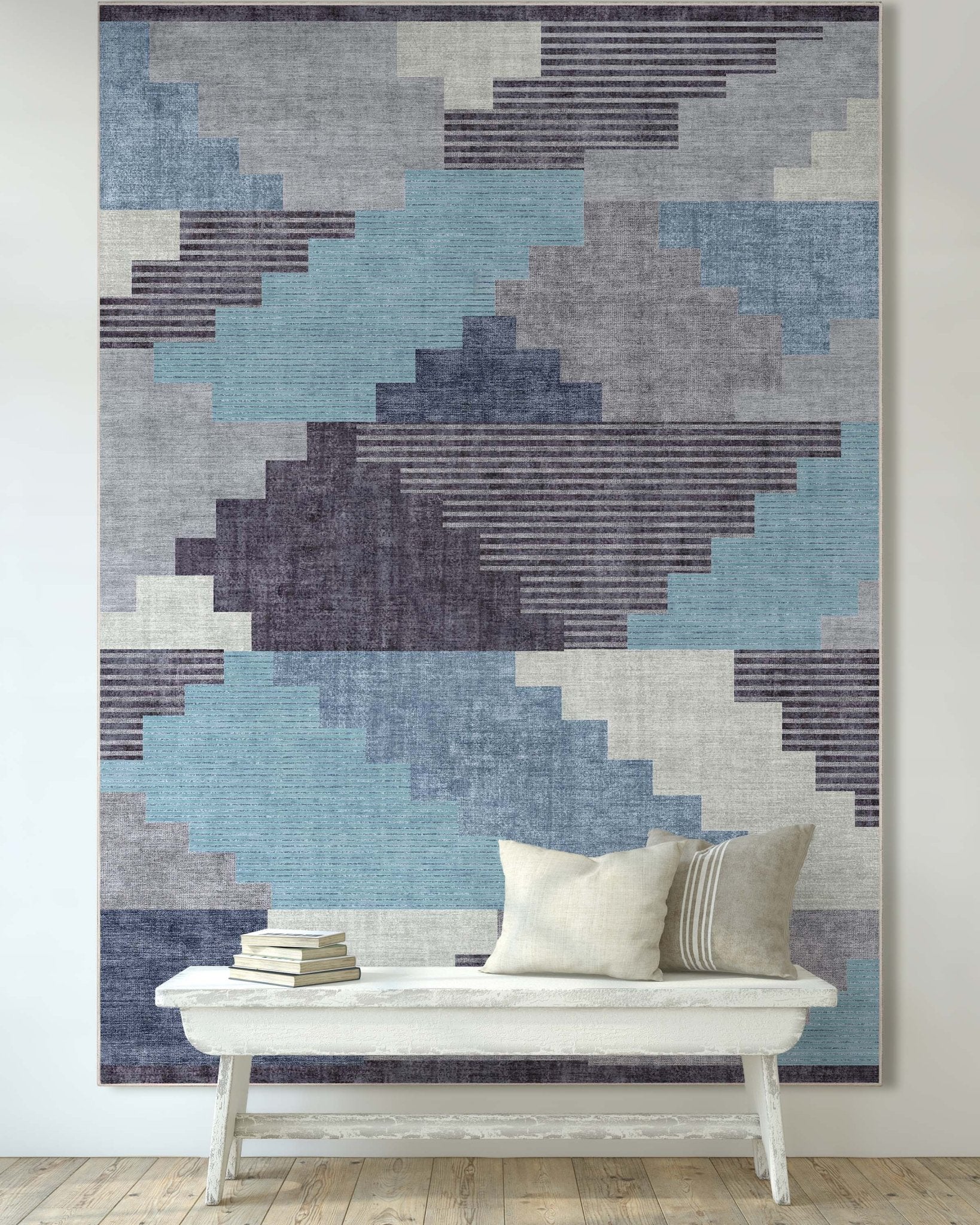 Portsmouth Southwestern Pattern Blue Flat-Weave Rug、mySite、gigharbornorthrealestate