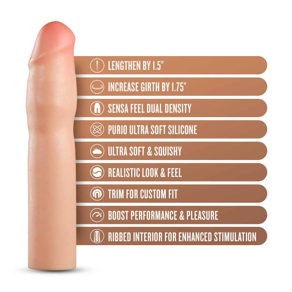 Performance Plus By Blush® | Resilience 7 Inch Realistic Penis Extender Sleeve - Dual Density - Liquid Silicone - Beige、mySite、bottomscart