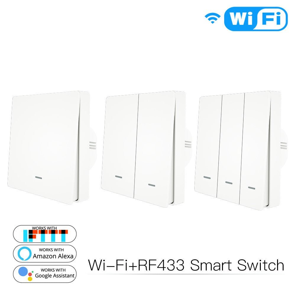 WiFi RF433 Smart Light 2 Way Multi-control Push Button Switch Neutral Wire EU、mySite、fannypackpong