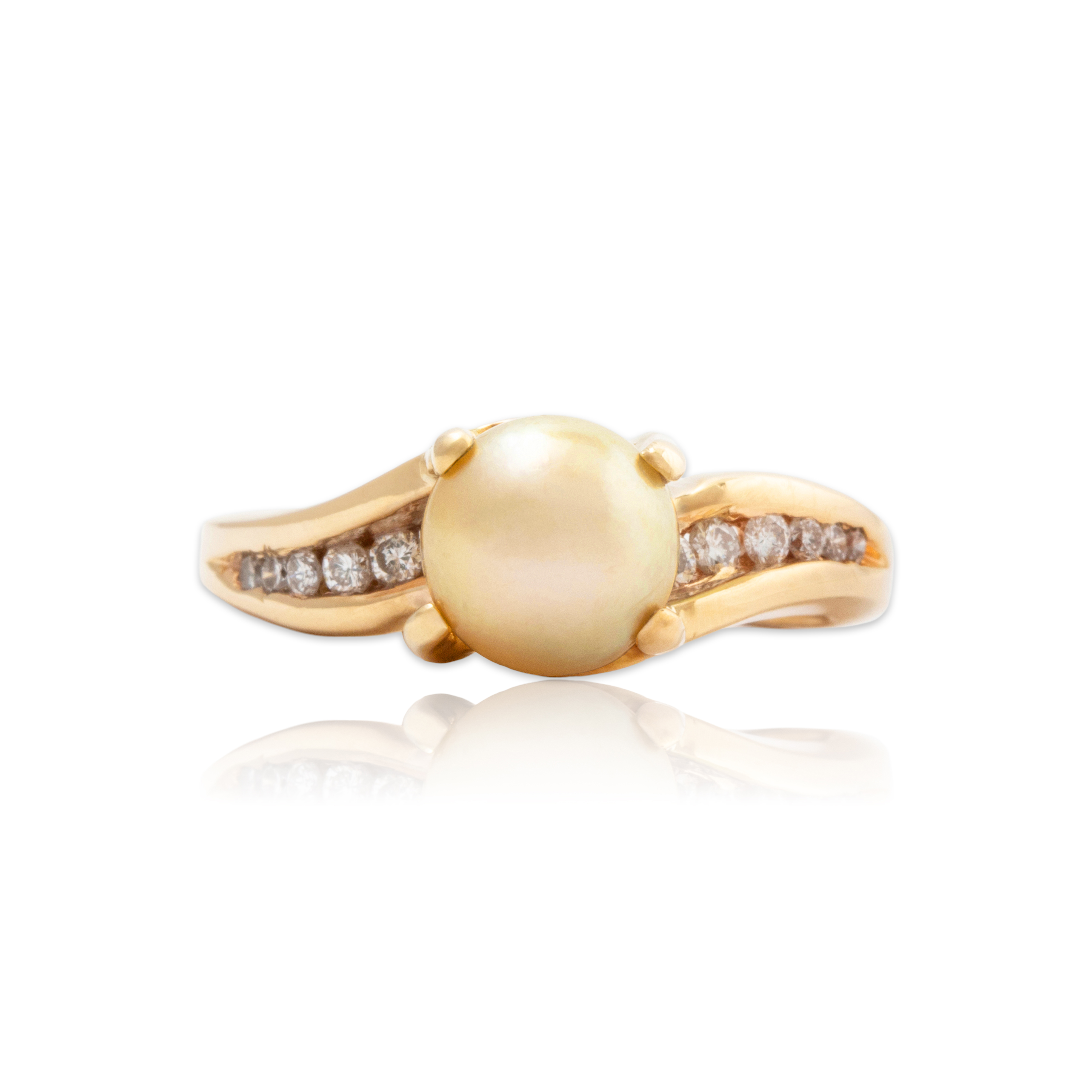Vintage 14k Yellow Gold Golden Pearl Diamond Sophisticated Ring 6.25、mySite、hinf8tx79
