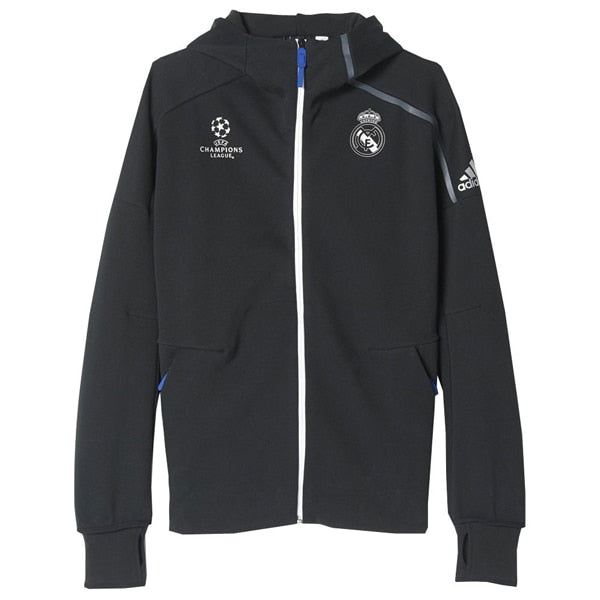 adidas Men's Real Madrid Anthem UCL Z.N.E Hoodie Black/White、mySite、noshort