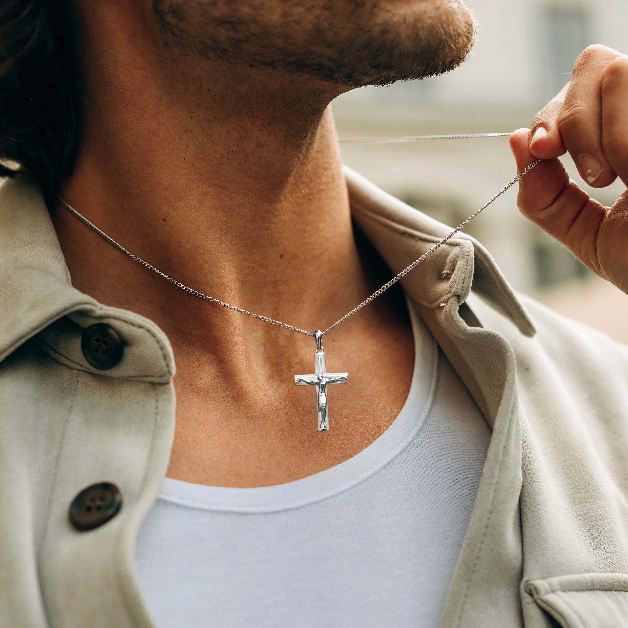  Crucifix Pendant - Silver Set
