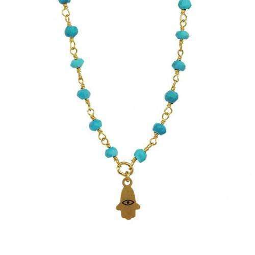 Michal Golan Petite Turquoise Hamsa Necklace、mySite、topwebapps