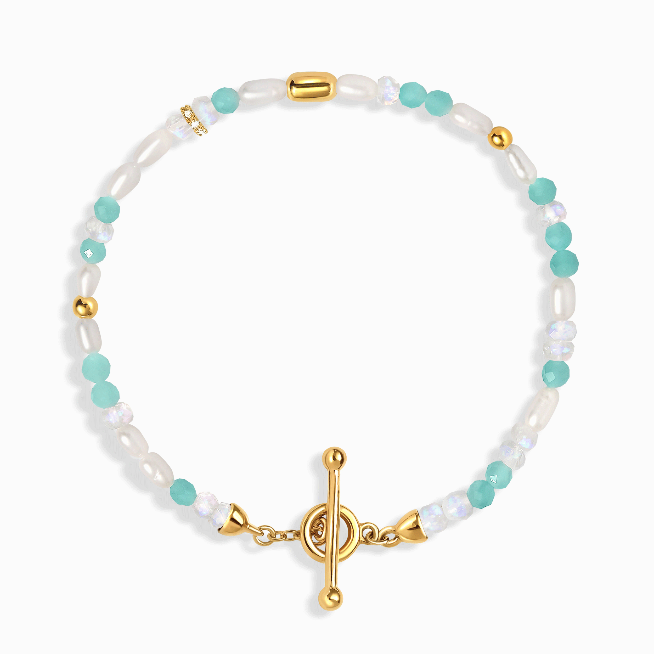 Moonstone Amazonite T-Lock Beads Bracelet - Ocean Drop、mySite、hinf8tx79