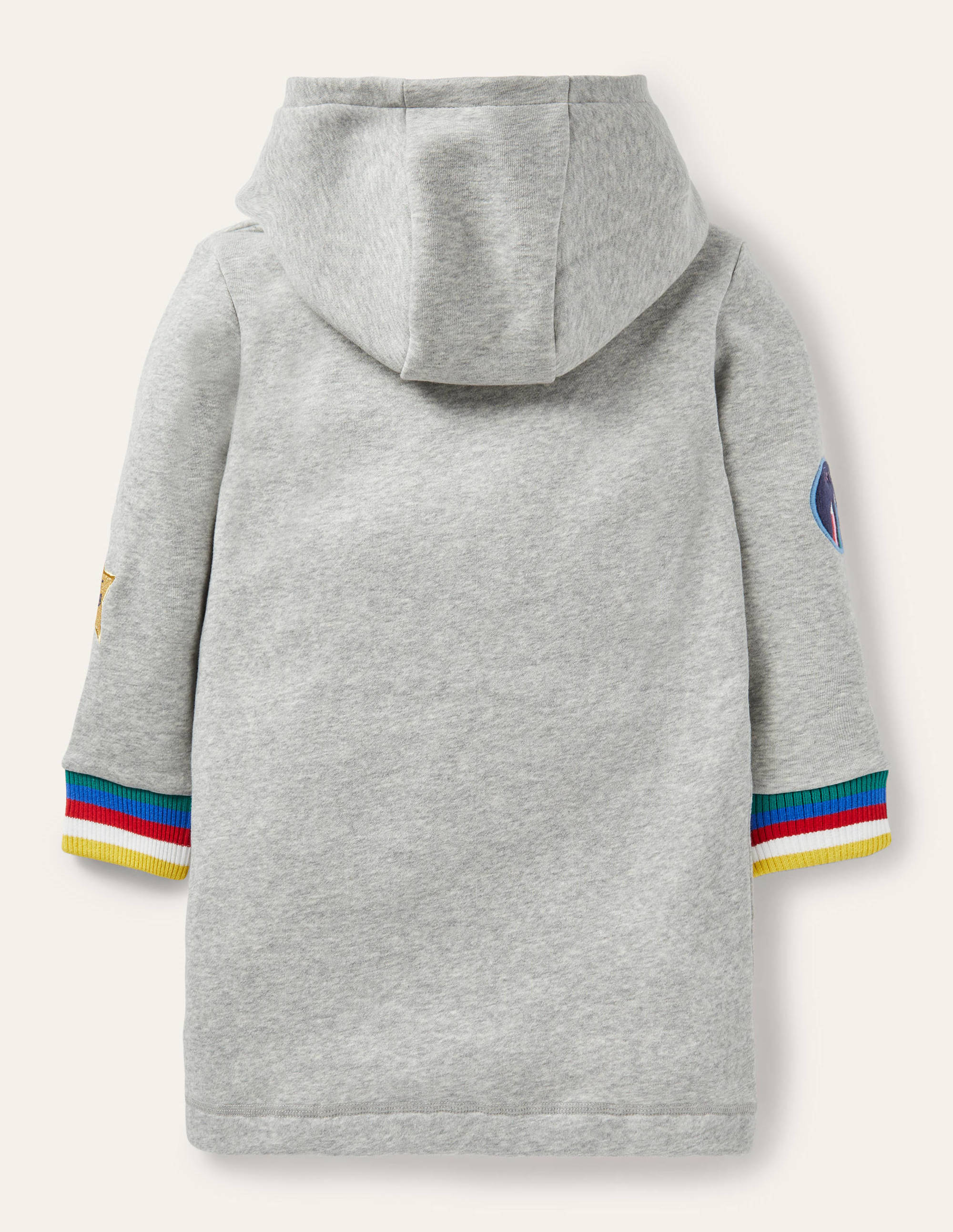 Cosy Hooded Sweatshirt Dress-Grey Marl Badges、mySite、ashleygrahame