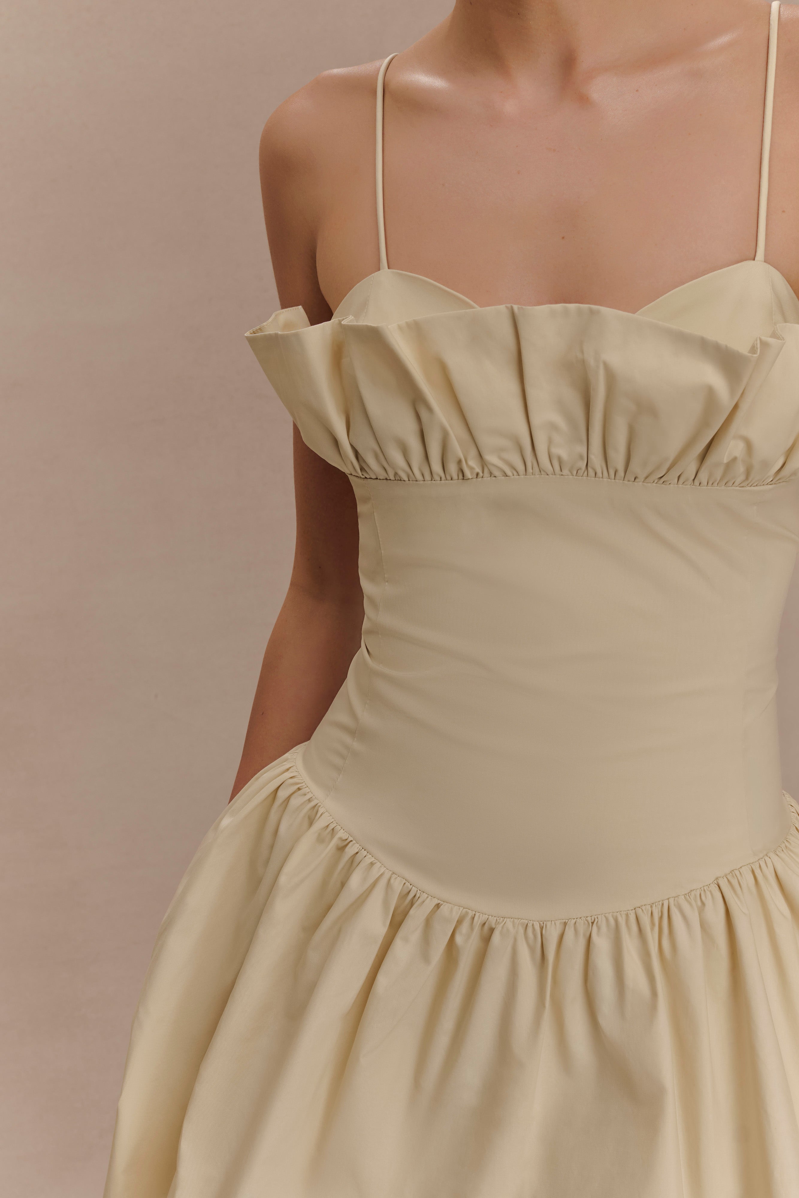 Janis Cotton Frill Mini Dress - Nude、mySite、solidvoid