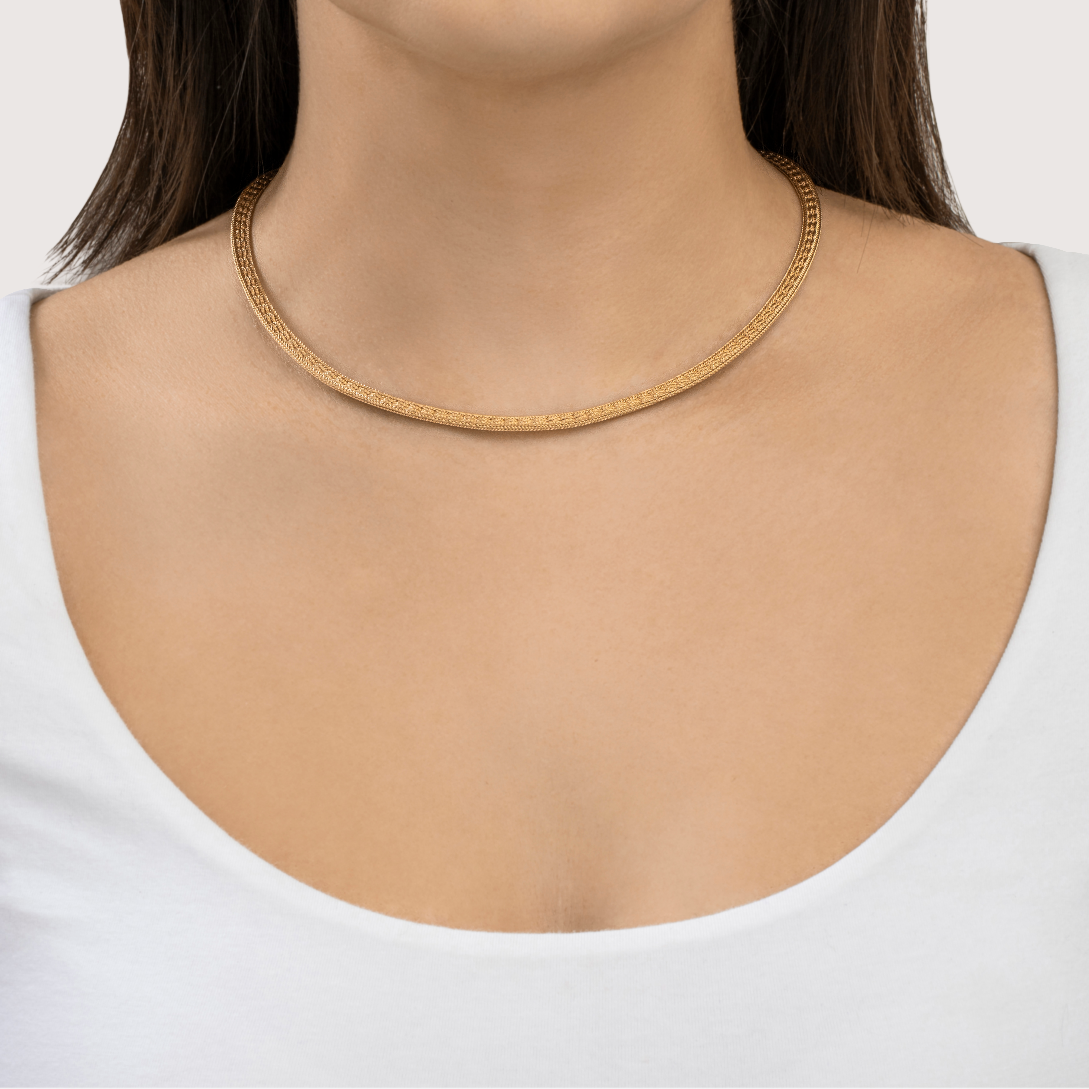 Vintage 14k Yellow Gold Unique Patterned Chain Statement Necklace 15、mySite、hinf8tx79