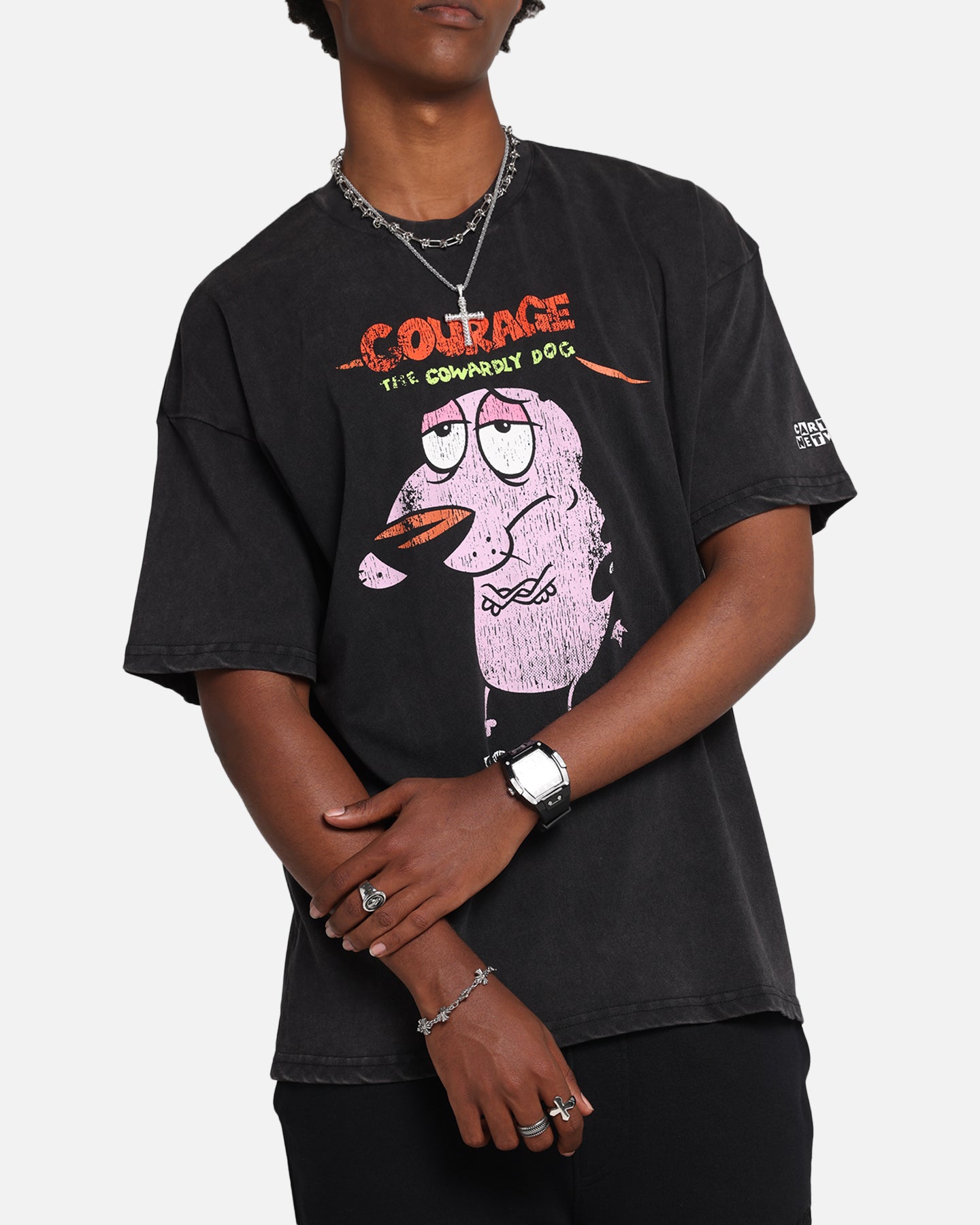 73 Studio X Cartoon Network Courage The Cowardly Dog Grail Vintage T-Shirt Black Acidwash、mySite、zt4zffjzw