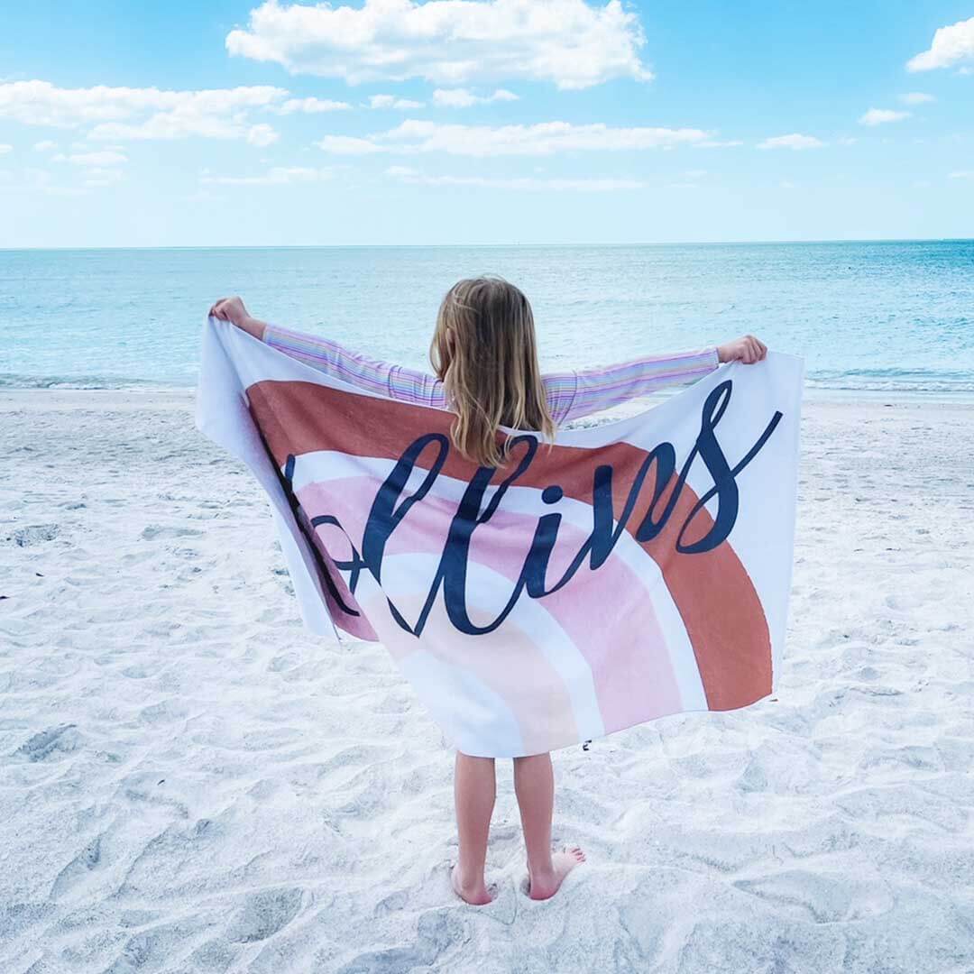  Rainbow Earth Tones Personalized Kids Beach Towel、mySite、layawaytickets
