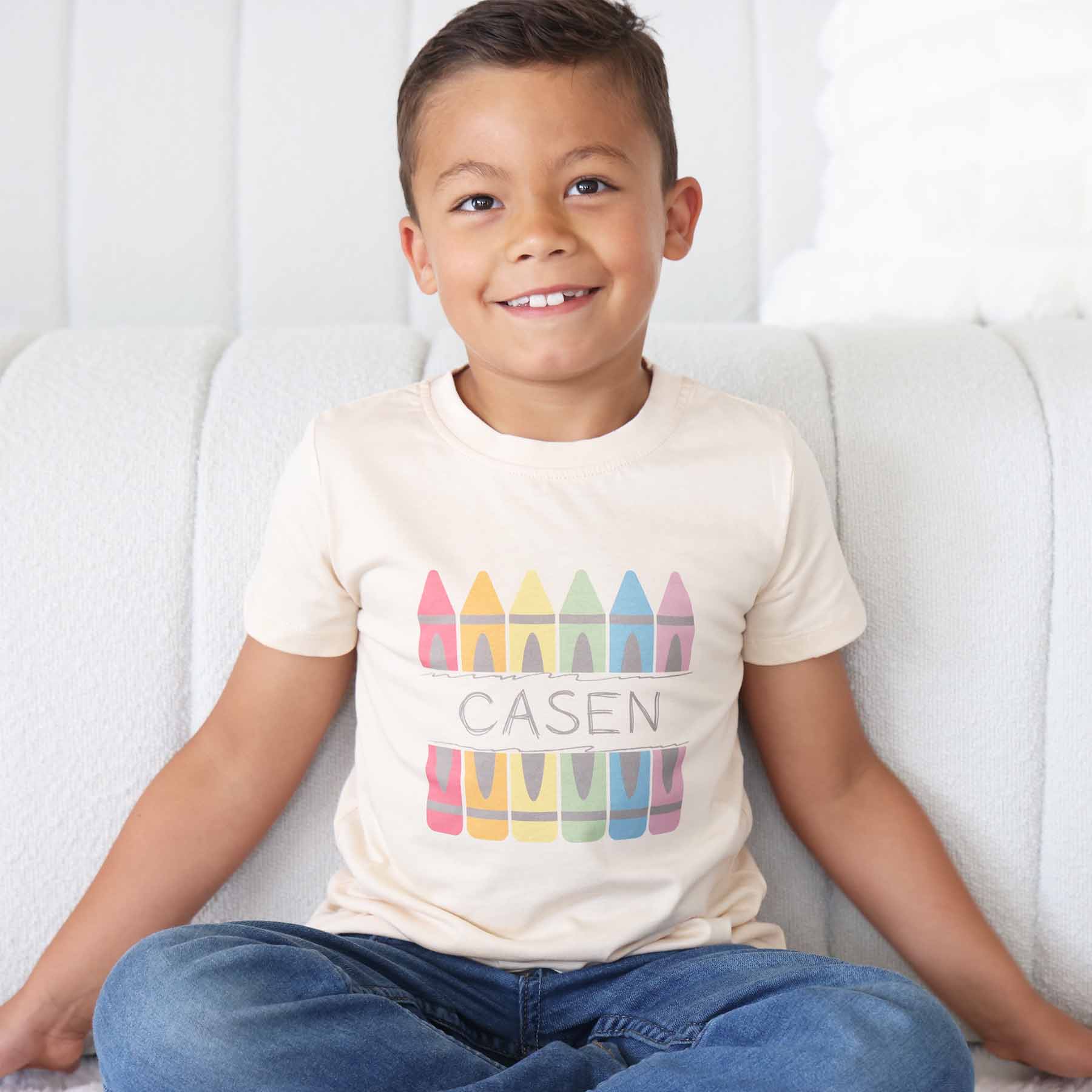  Personalized Crayons Kids Graphic Tee | Natural、mySite、layawaytickets