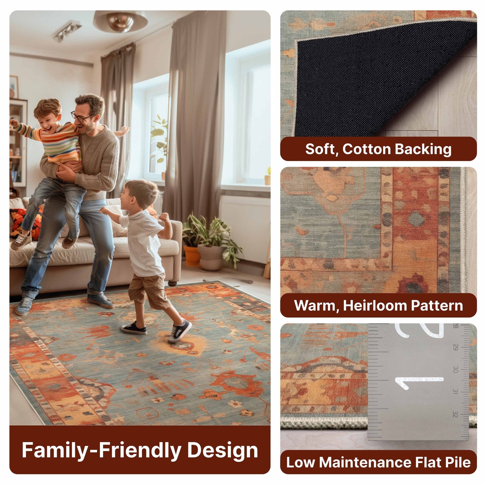 Pastel Tone On Tone - Updated Traditional Rug for Living Room Bedroom Dining Room ,Easy Clean、mySite、gigharbornorthrealestate