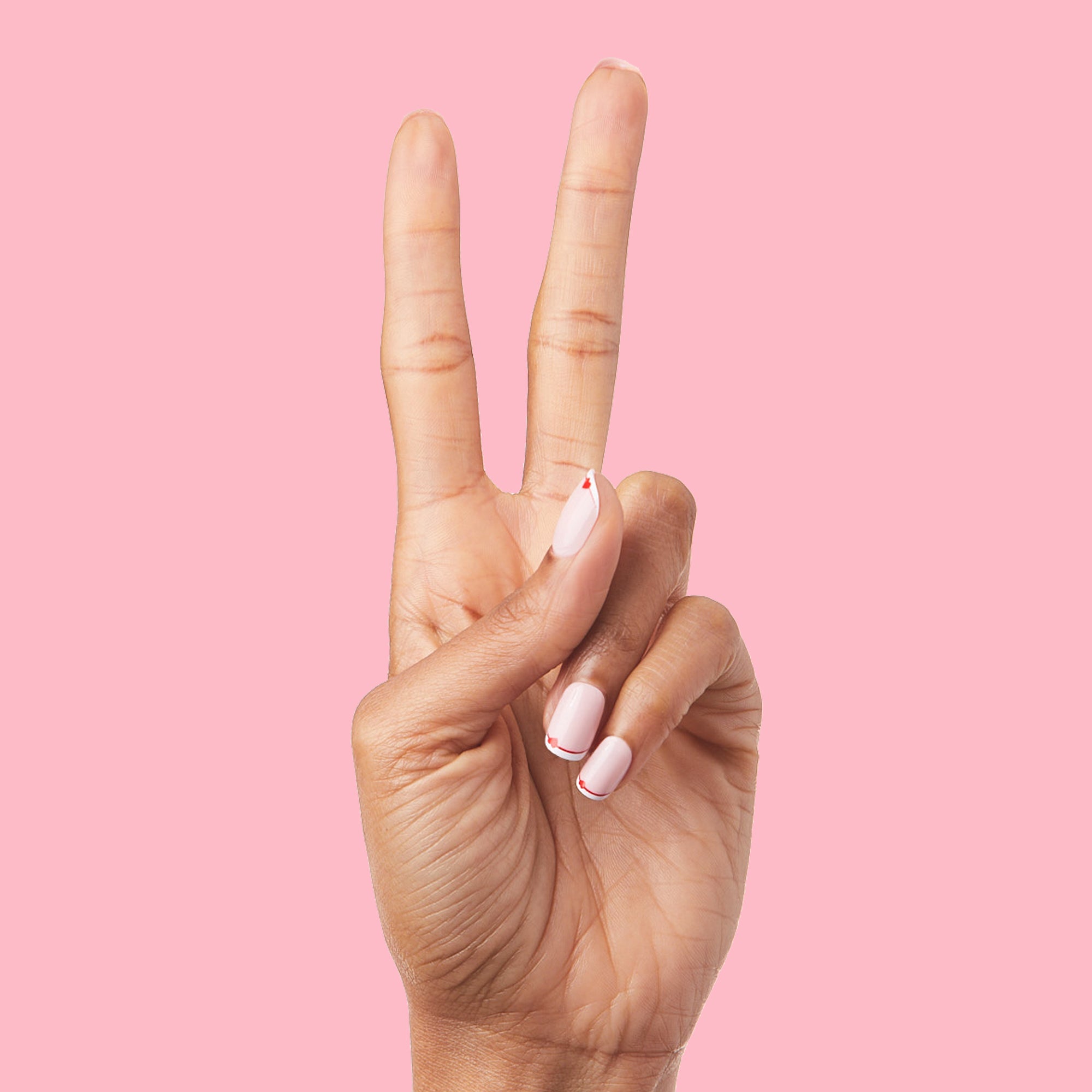 Classic French with CV Heart - Squoval | Extra Short、mySite、solidvoid