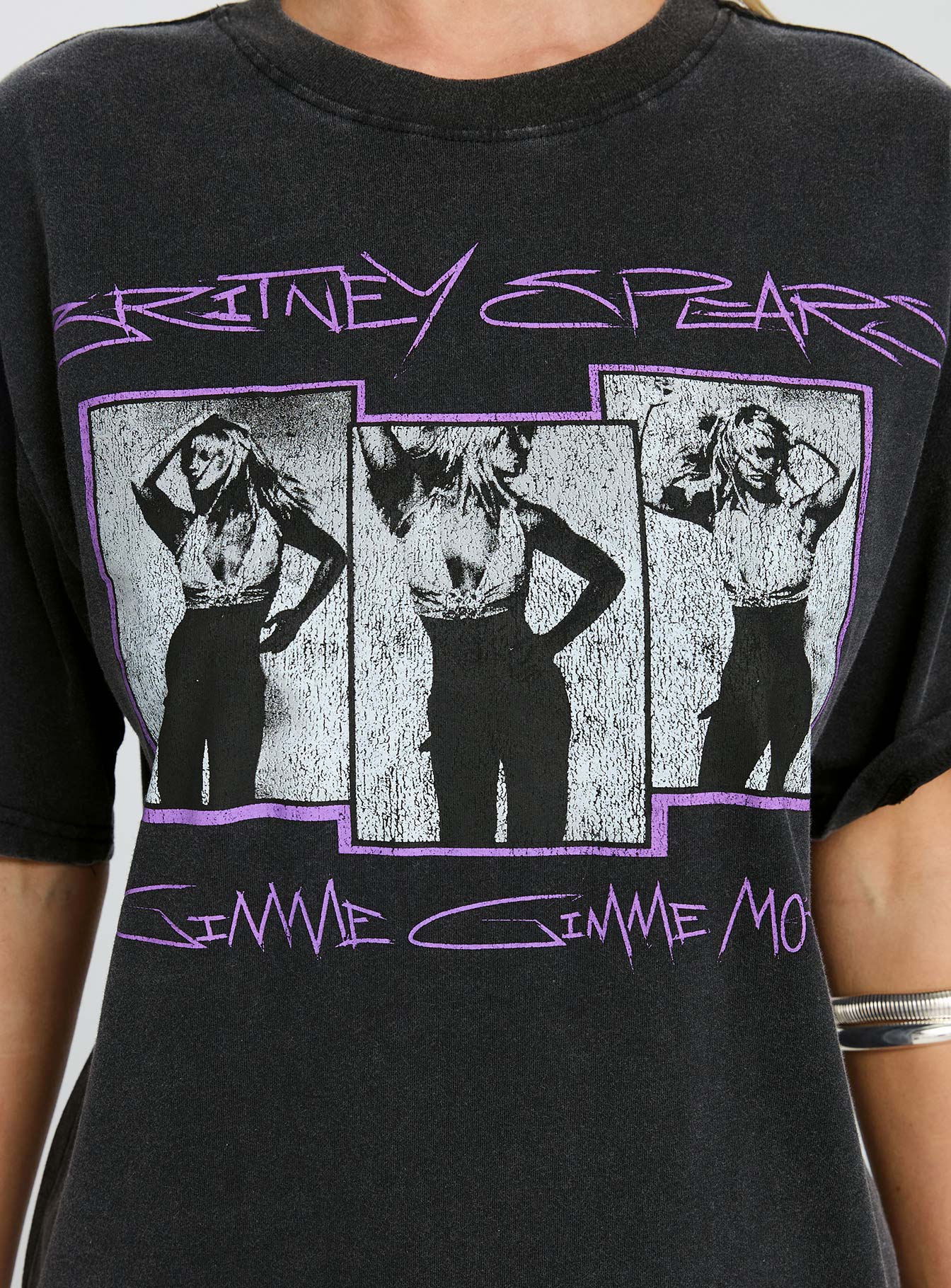 Britney Spears Gimme More Oversized Graphic Top Washed Black、mySite、solidvoid