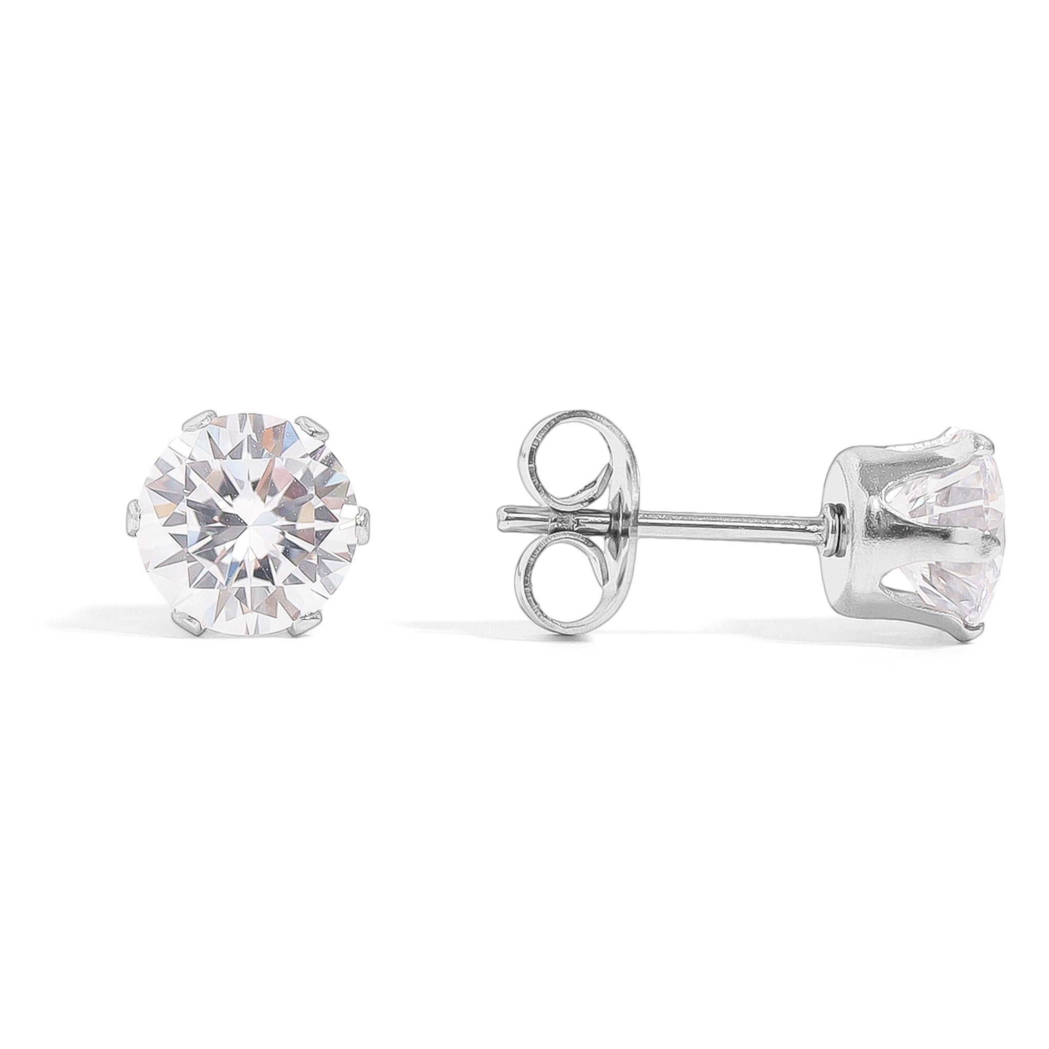 Stainless Steel Round CZ Stud Earrings / ERJ3158、mySite、dreamappss