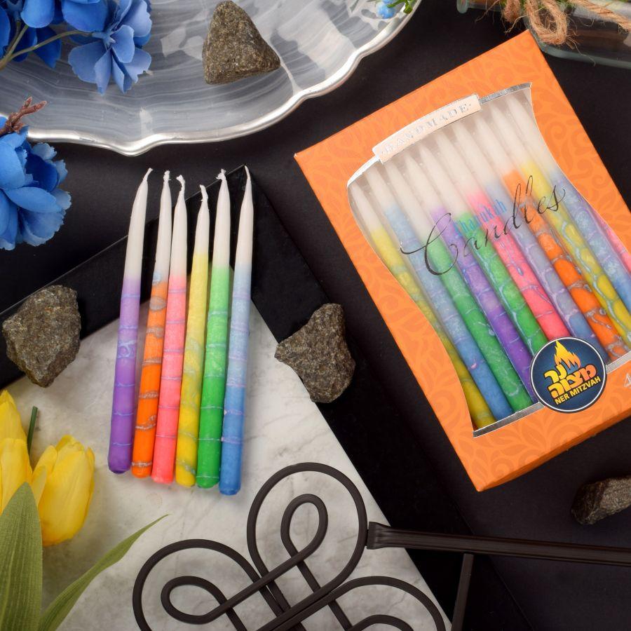 Colorful Swirl Handmade Decorated Hanukkah Candles、mySite、topwebapps