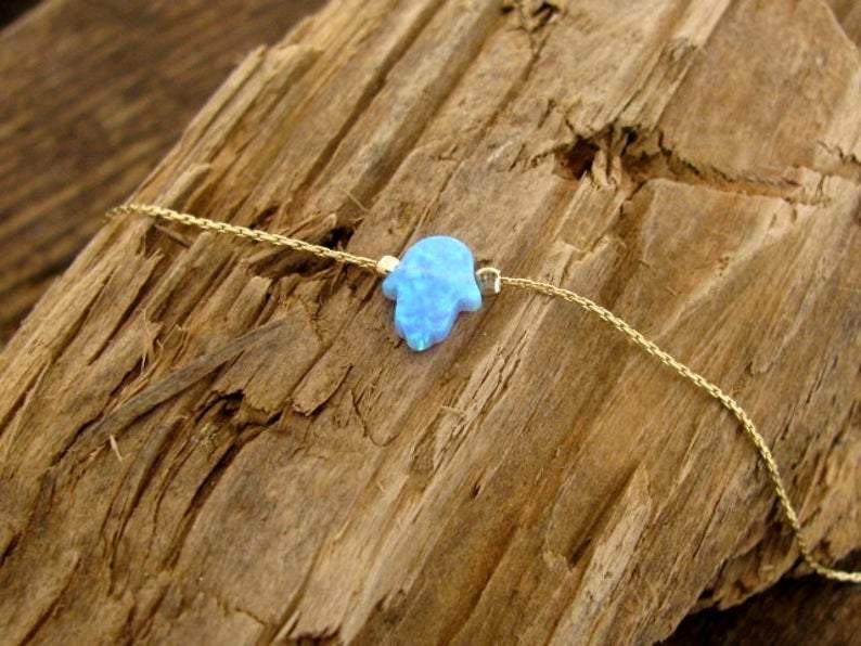 Blue Opal Hamsa Bracelet - Silver or Gold、mySite、topwebapps